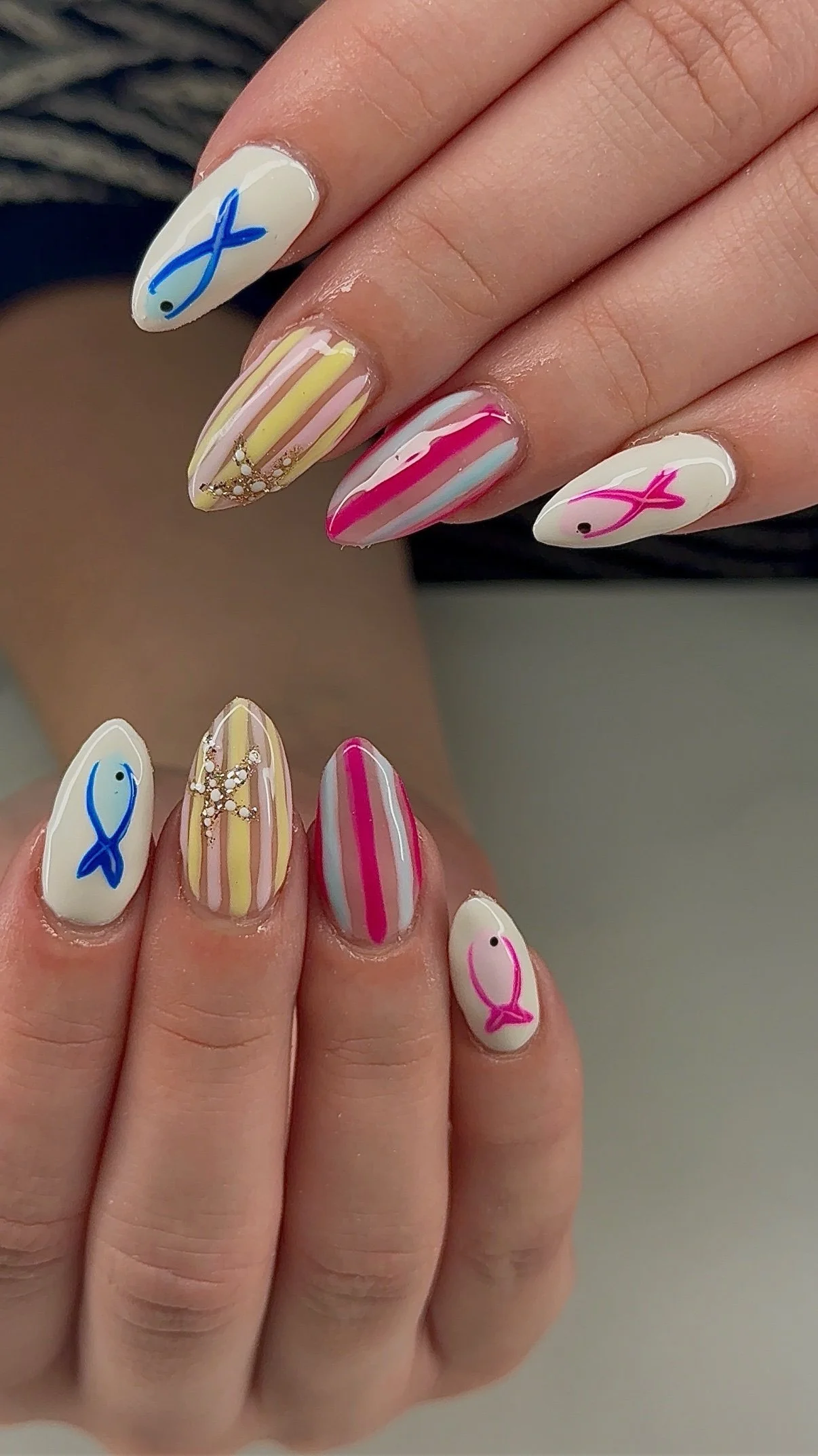 Colorful striped nail art — Mac Hair Design
