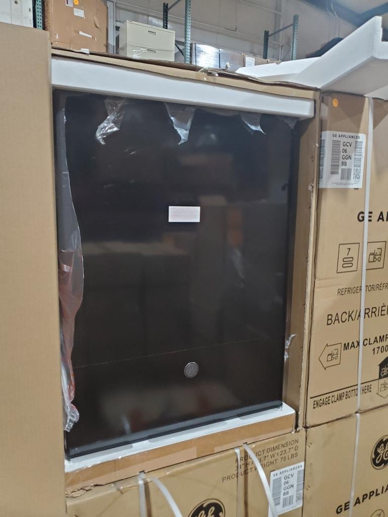 Qty 2 - GE 12v 5.6cu ft refrigerator. Black front. Part number GCV06GGNBB. New in factory box