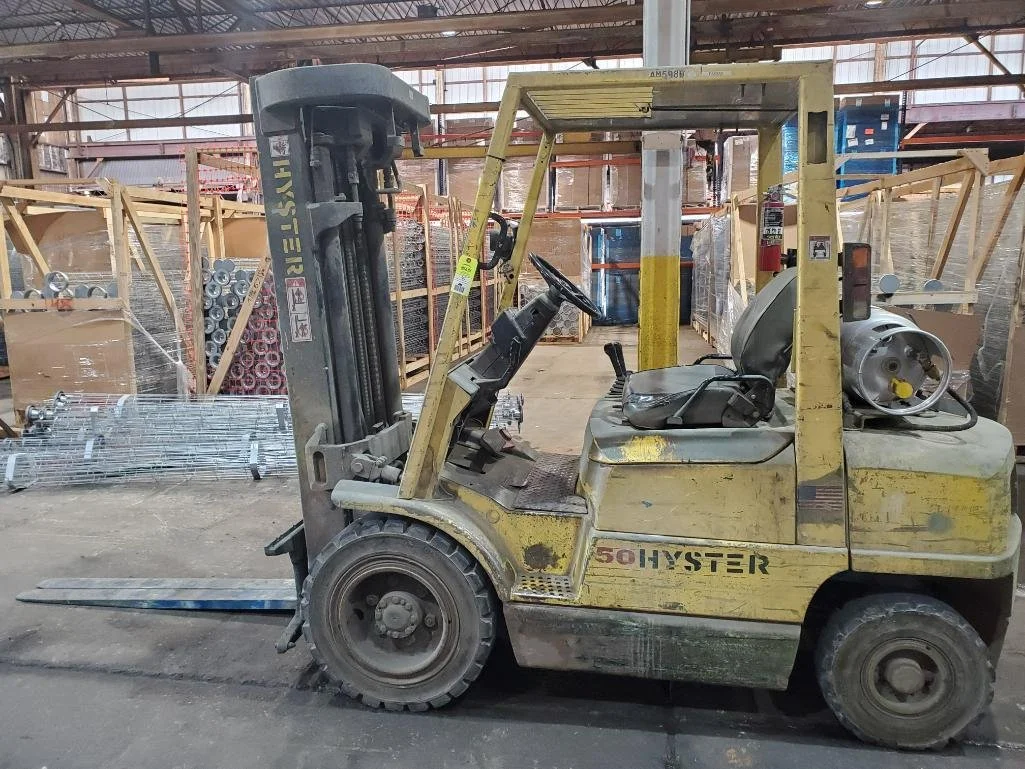 5000lb Hyster LP Forklift. 4 stage mast, with pneumatic tires.