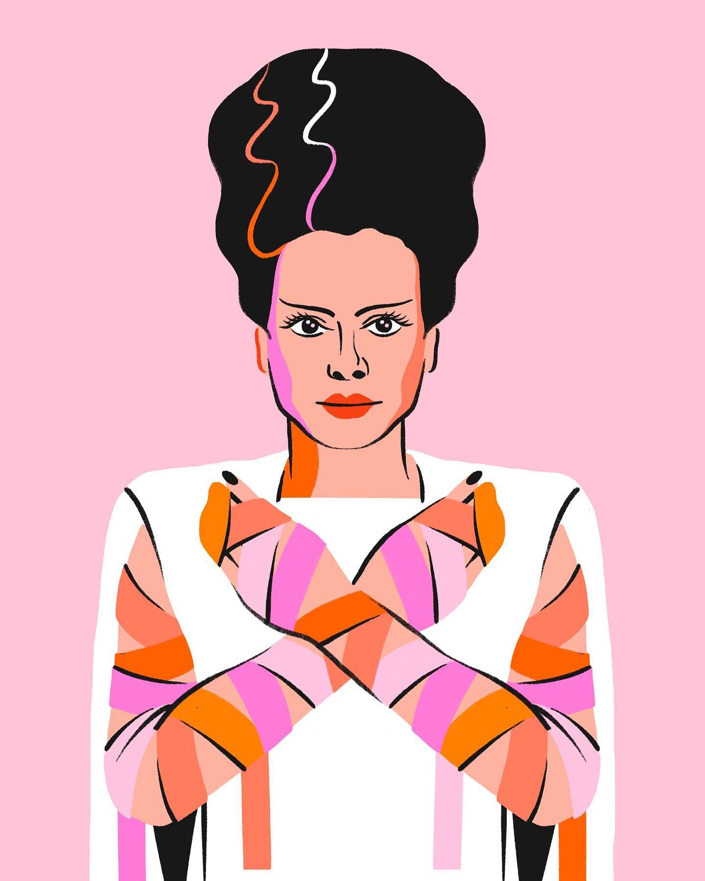 popping into #scaryandsweet2023 reaaaaal quick with this bride of Frankenstein portrait for ✨ monsters + magick ✨! Also how did I not realize how glam she is until now?? (I think she&rsquo;s my new halloween style icon). I&rsquo;ll be sharing my #hau