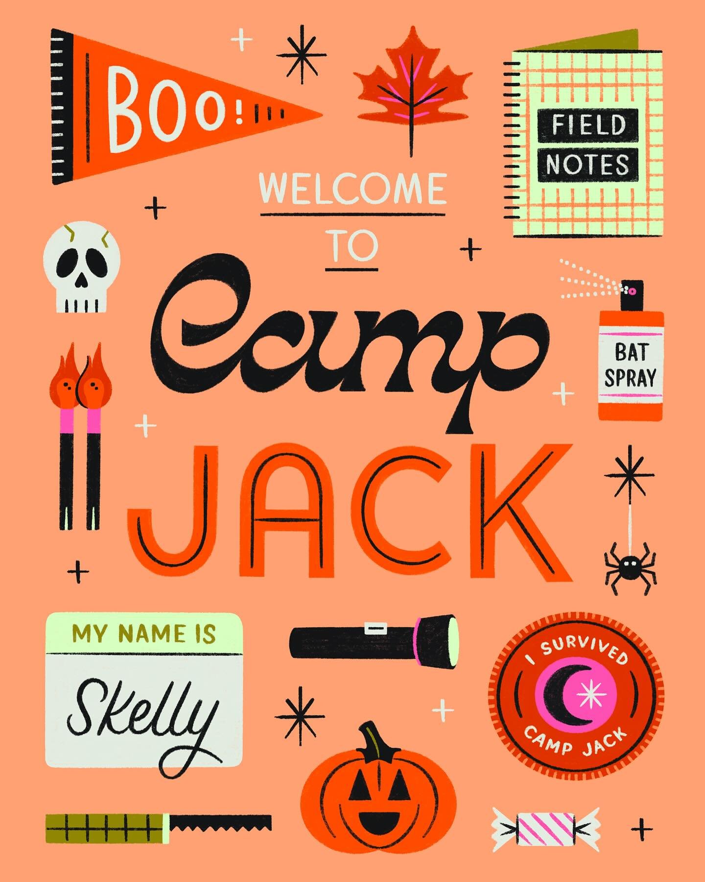 Happy halloweekend! 🎃✨ even though it&rsquo;s technically &ldquo;late,&rdquo; I had this idea for the *Camp* prompt for #inktober2024 that I got so excited about and had to finish! Camp Jack is my version of a Halloween camp for pumpkins with all th