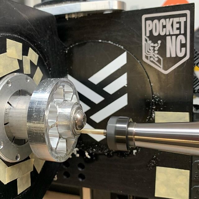Little improvised mandrel is supporting stock that's much larger than what the ER-40 collet can accommodate. ⠀⠀⠀⠀⠀⠀⠀⠀⠀⠀⠀⠀
#pocketnc #5axis #CNC #DIY #Maker #instamachinist #Precision #Fusion360 #cncowners #cncmachining #digitalfabrication