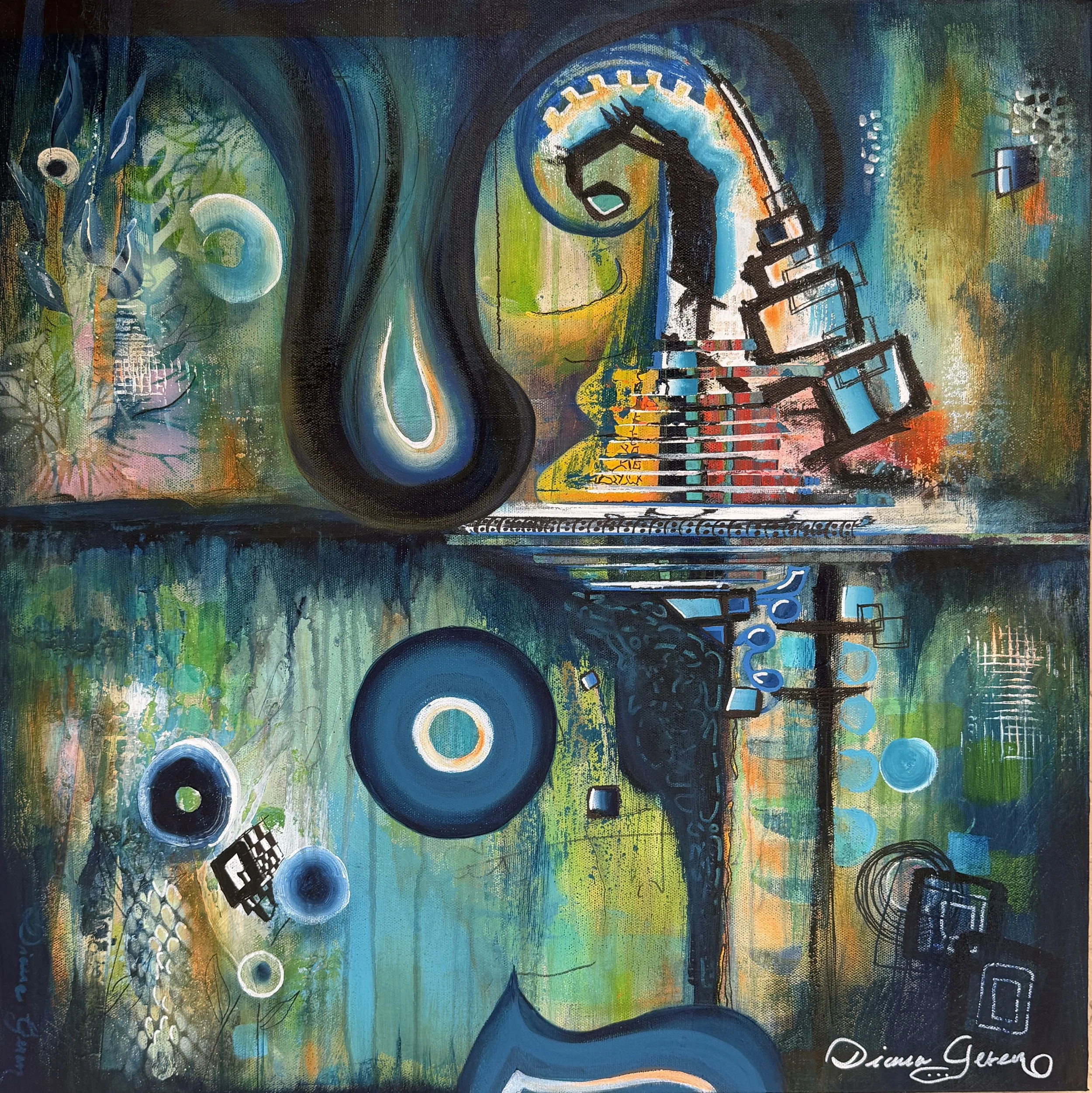 Bending Horizon  /  Original   /  Media :  Mixed Media   /  Dimensions:  24X24x1.5 in  / 2026 / Price:  2,305.00