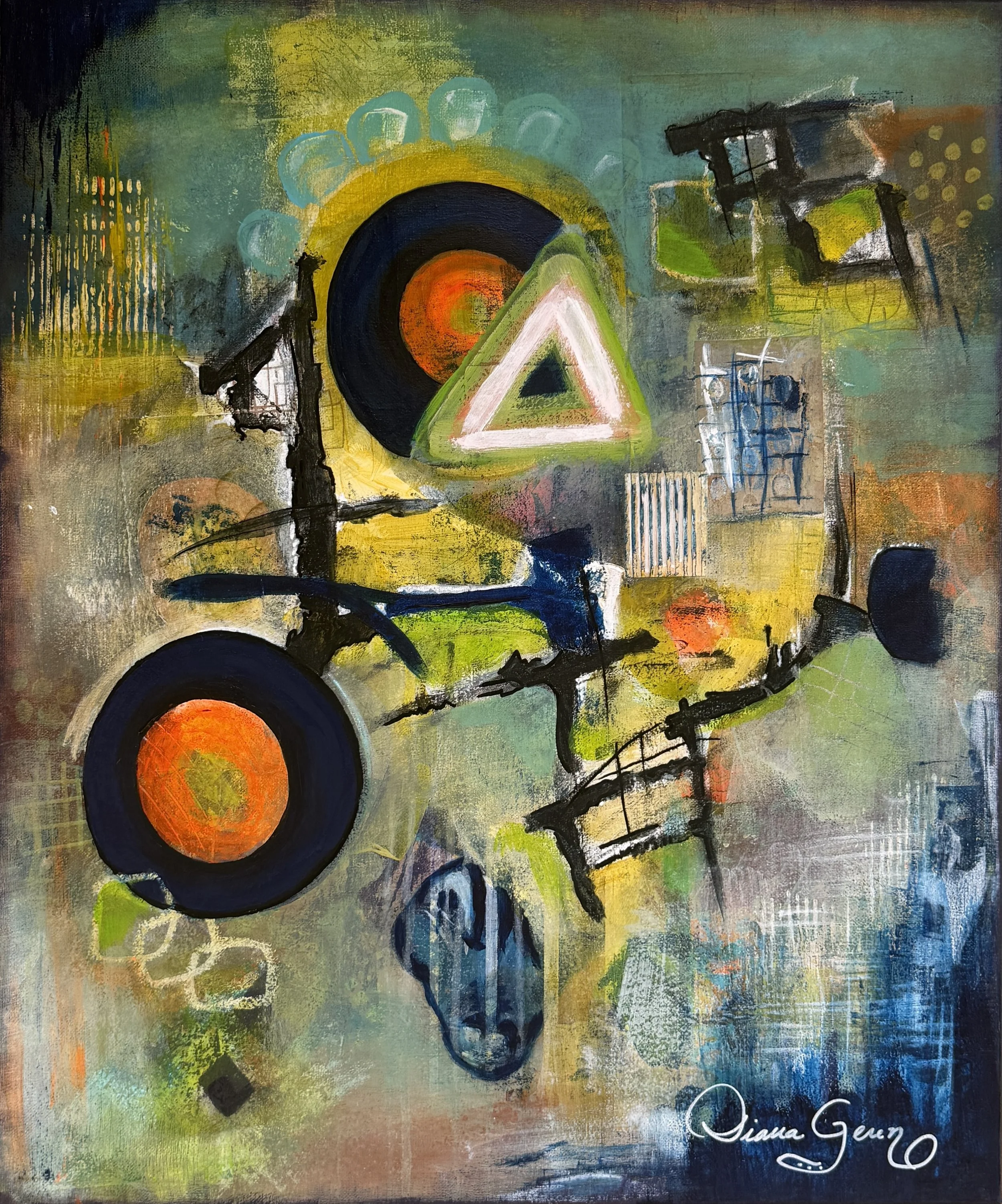Broken Road  /  Original   /  Media :  Mixed Media   /  Dimensions:  21.5X25.5 in with Black Flouting Frame  / 2026 /  Price:  2,195.00