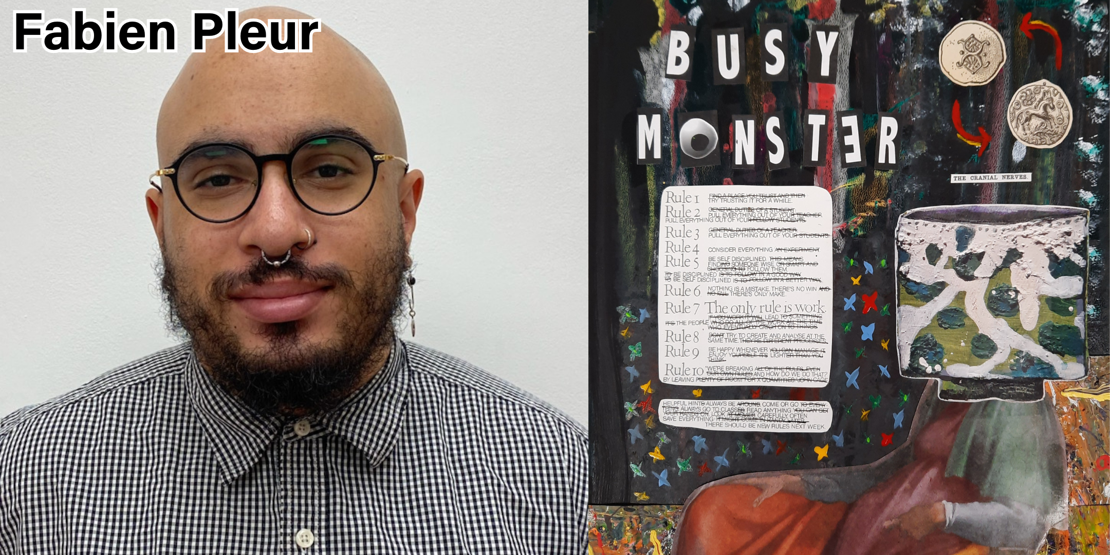 ...."Busy Monster" by Fabien Pleur. 11 x 14" collage.."Busy Monster" par Fabien Pleur. Collage de 11 x 14 po....