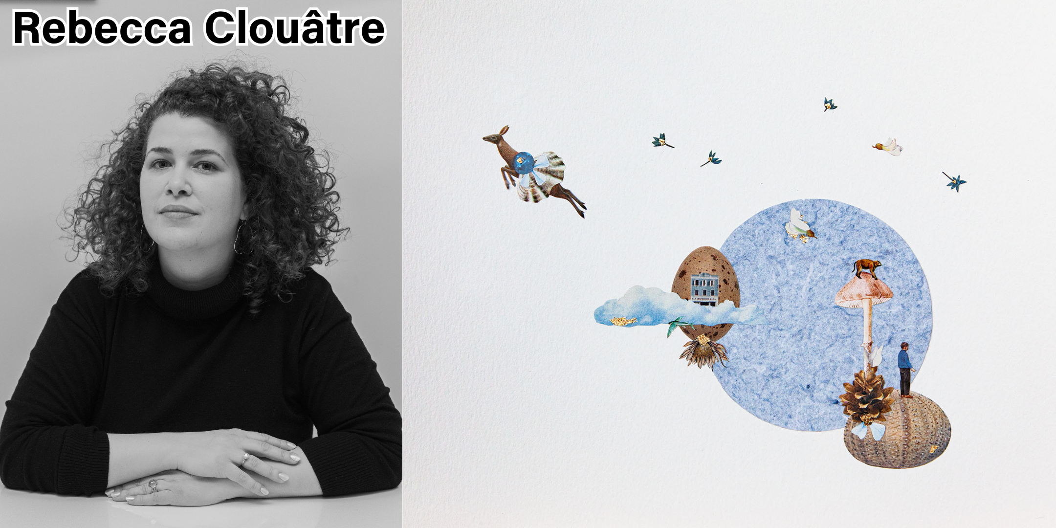 ...."reveries v (deer, egg, mushroom)" by Rebecca Clouâtre. 10 x 8" collage.."reveries v (deer, egg, mushroom)" par Rebecca Clouâtre. Collage de 10 x 8 po....