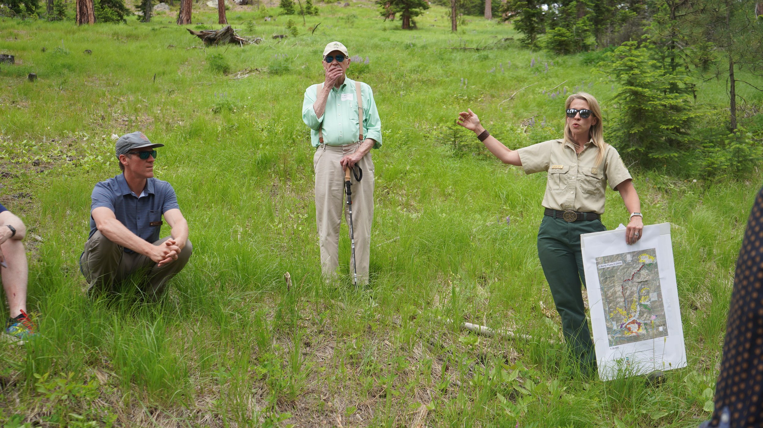 _Pete Teigen, Dr. Jerry Franklin, and Rachel Wirt - at Swauk Pine Restoration June 2023.JPG