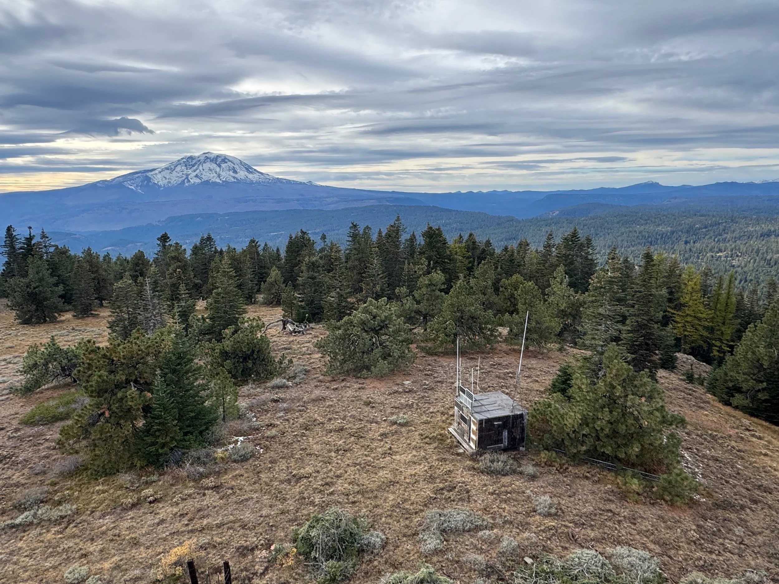 The view atop Signal Peak, looking toward Pahto/Mt Adams in the distance.