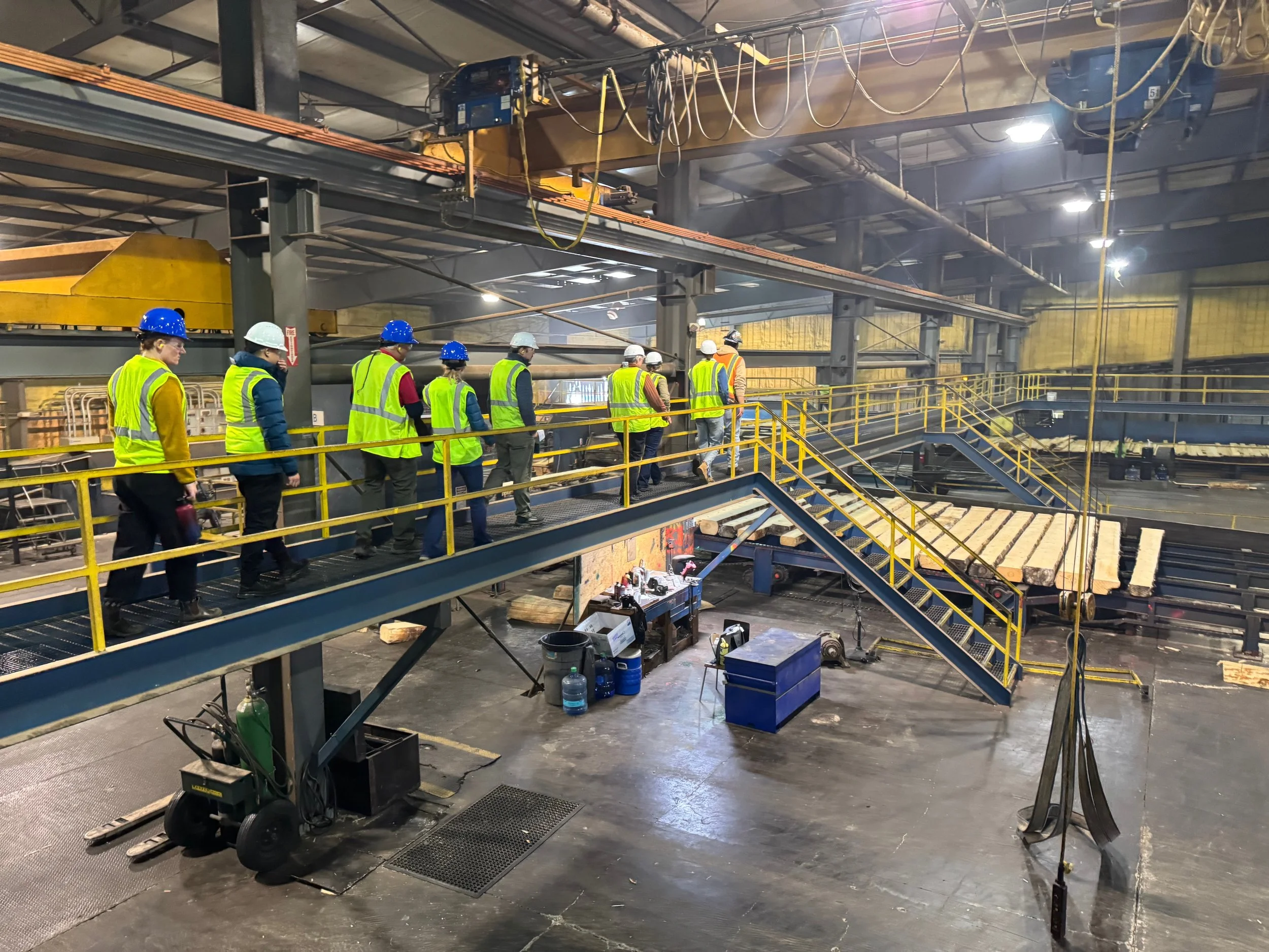 Sustainable Northwest tours Yakama Forest Products mill, which predominantly processes Ponderosa Pine into wood products.