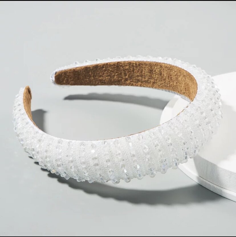 White beaded head band