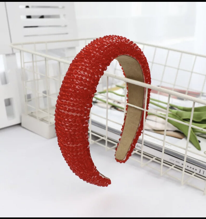 Red beaded head band