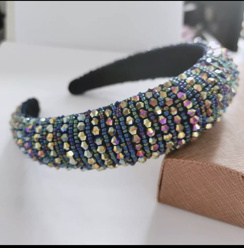 Multicolored beaded head band