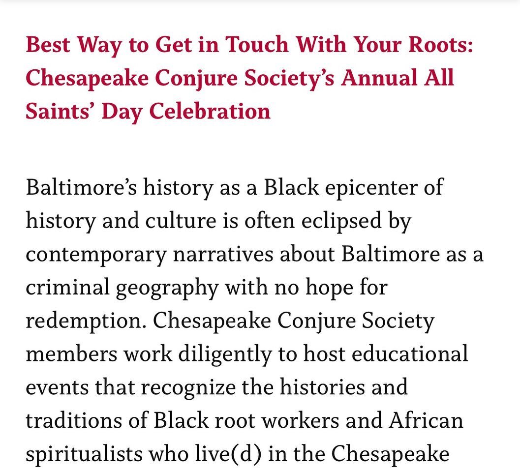 To Bry, Teri, Lisa, and the rest of the @baltimorebeat crew, thank you for seeing us. 🥹

Chesapeake Conjure Society was named &ldquo;Best Way to Get in Touch With Your Roots&rdquo;  for the BEST (AND WORST) OF BALTIMORE 2023. 

We up! 

#hoodoo #che