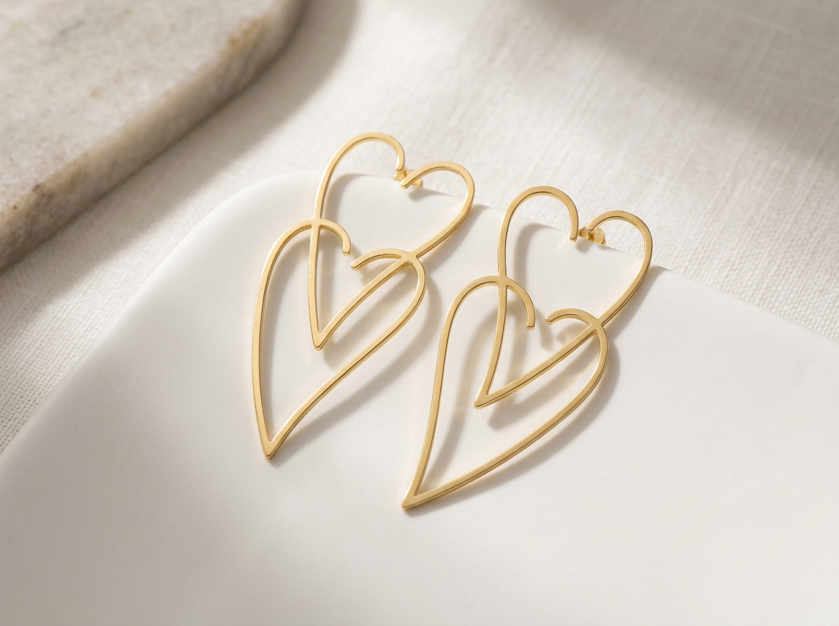 Big Double Open Heart Stud