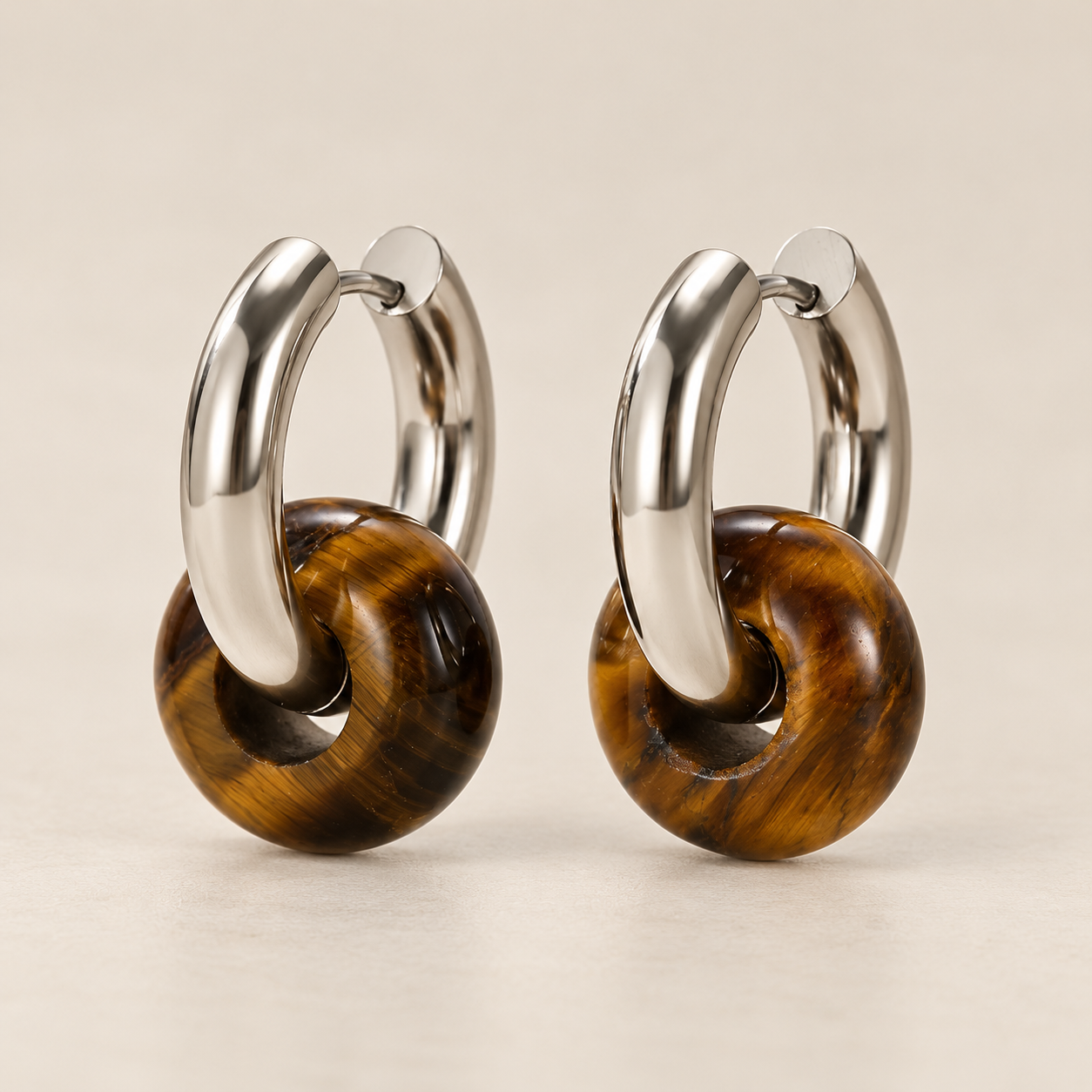 Polished Silver and Tiger’s Eye Hoops.png