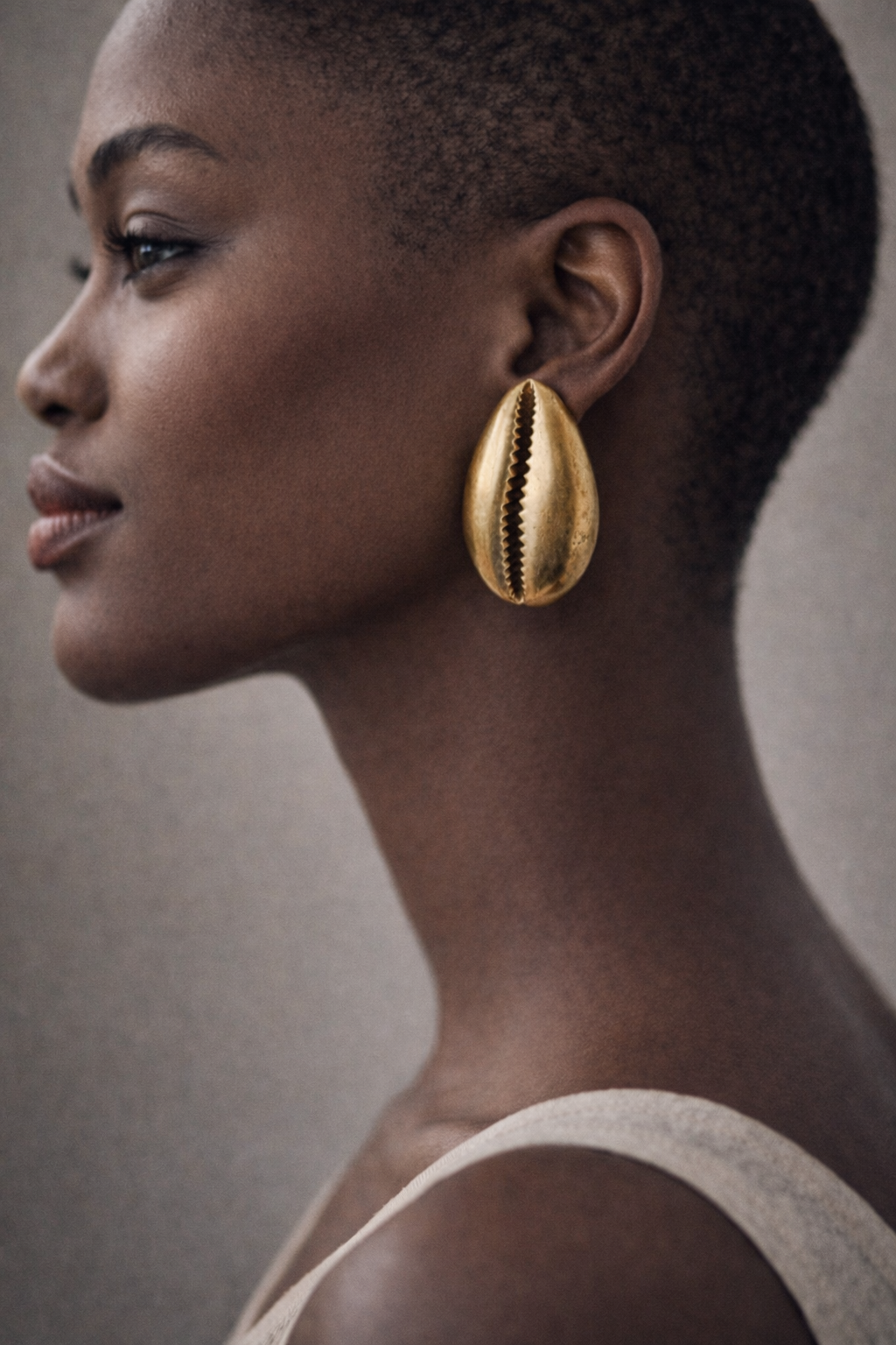 Brass Cowrie Shell Stud