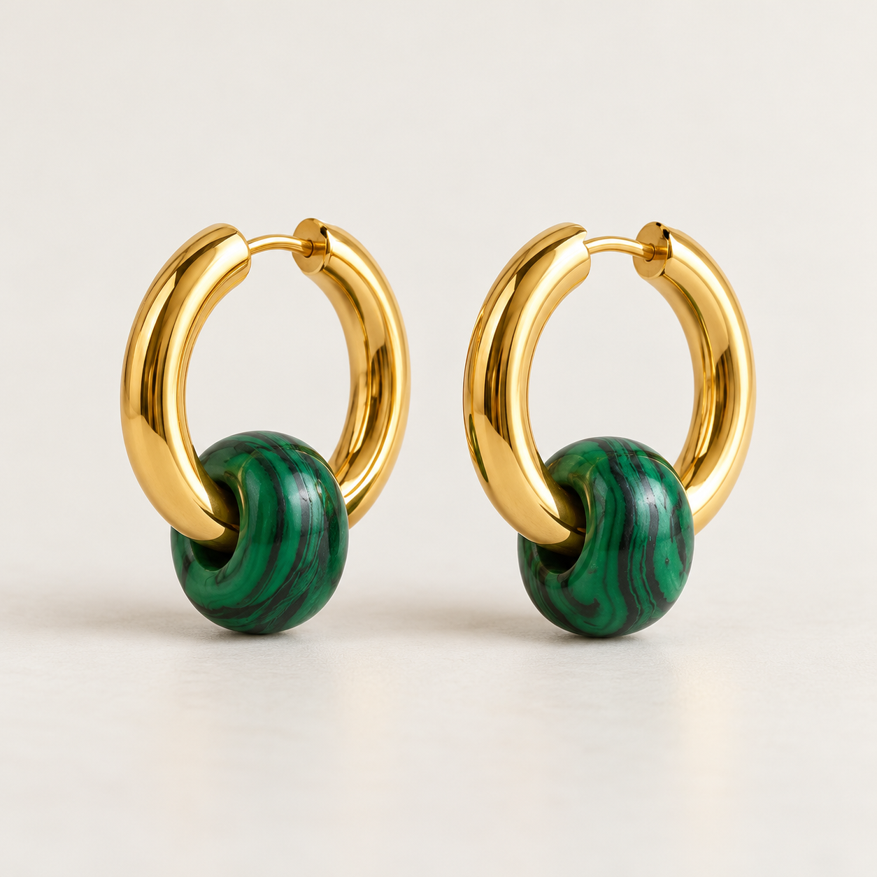 Gold Hoops with Green Malachite Beads.png