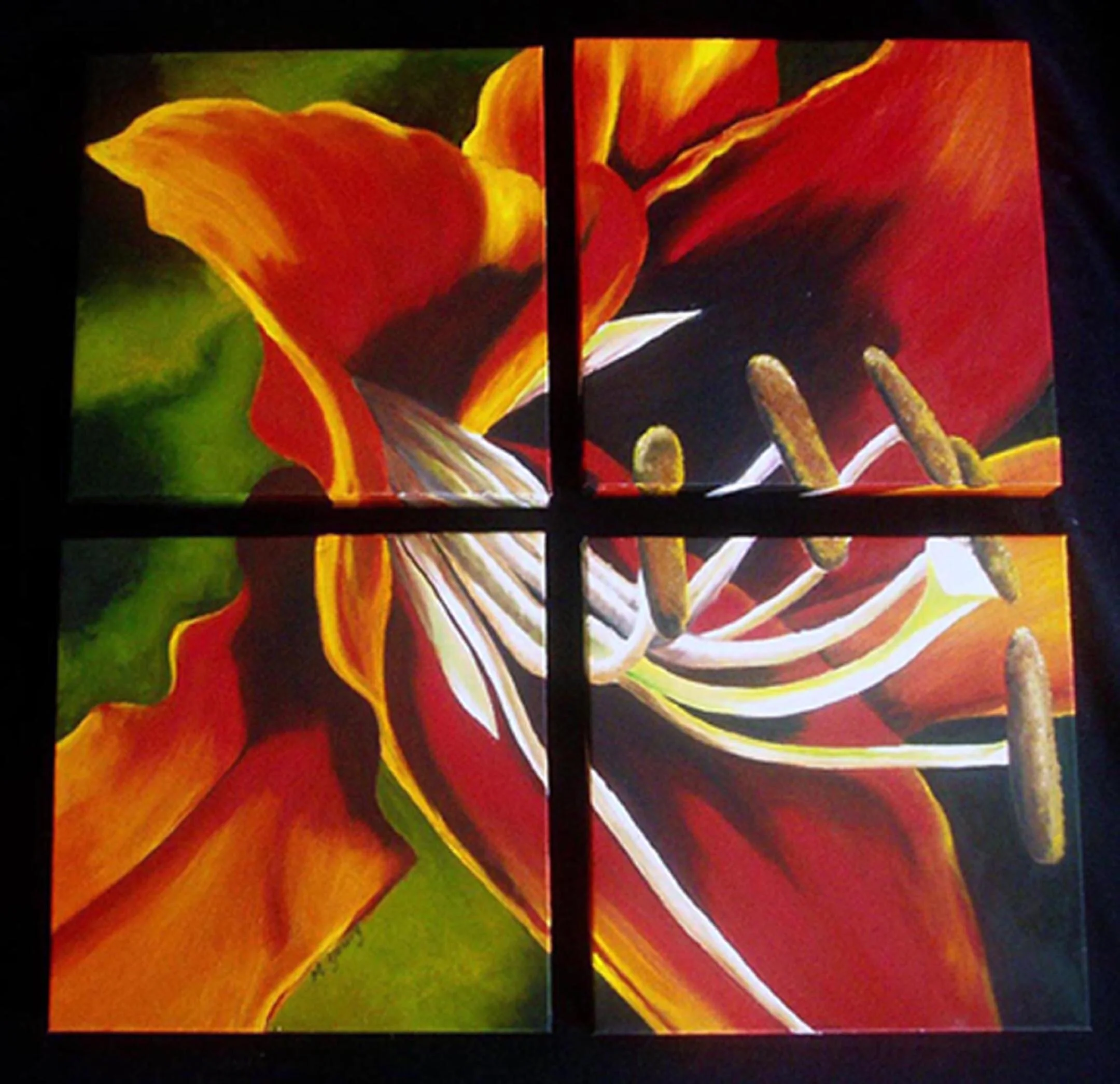 Lily     Oil on canvas,    4    12" x 12" panels NFS