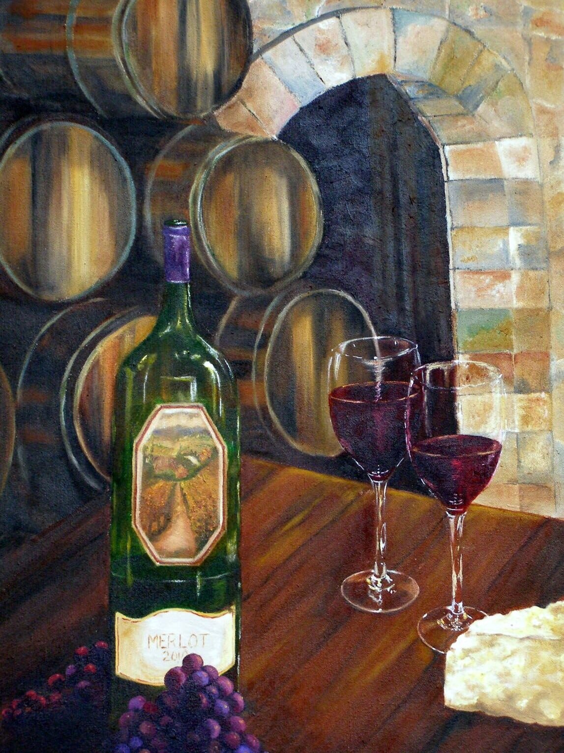 "Wine Cellar"  Oil on Canvas 22" x 34" x 2" ($)