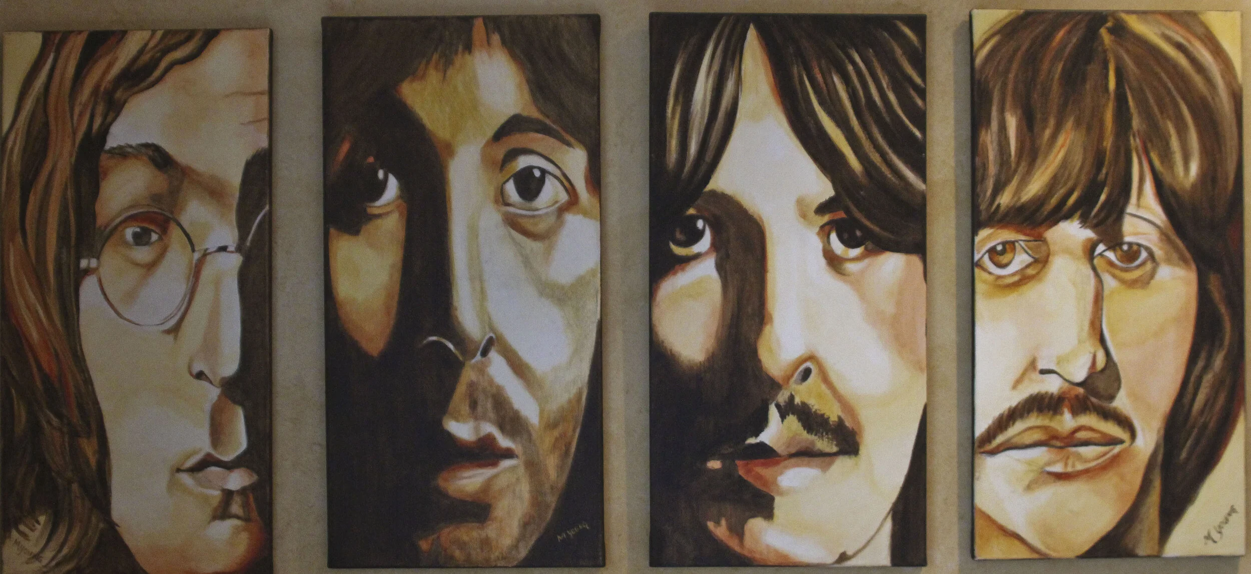 Fab Four, acrylic, 4  15x30 panels ($)