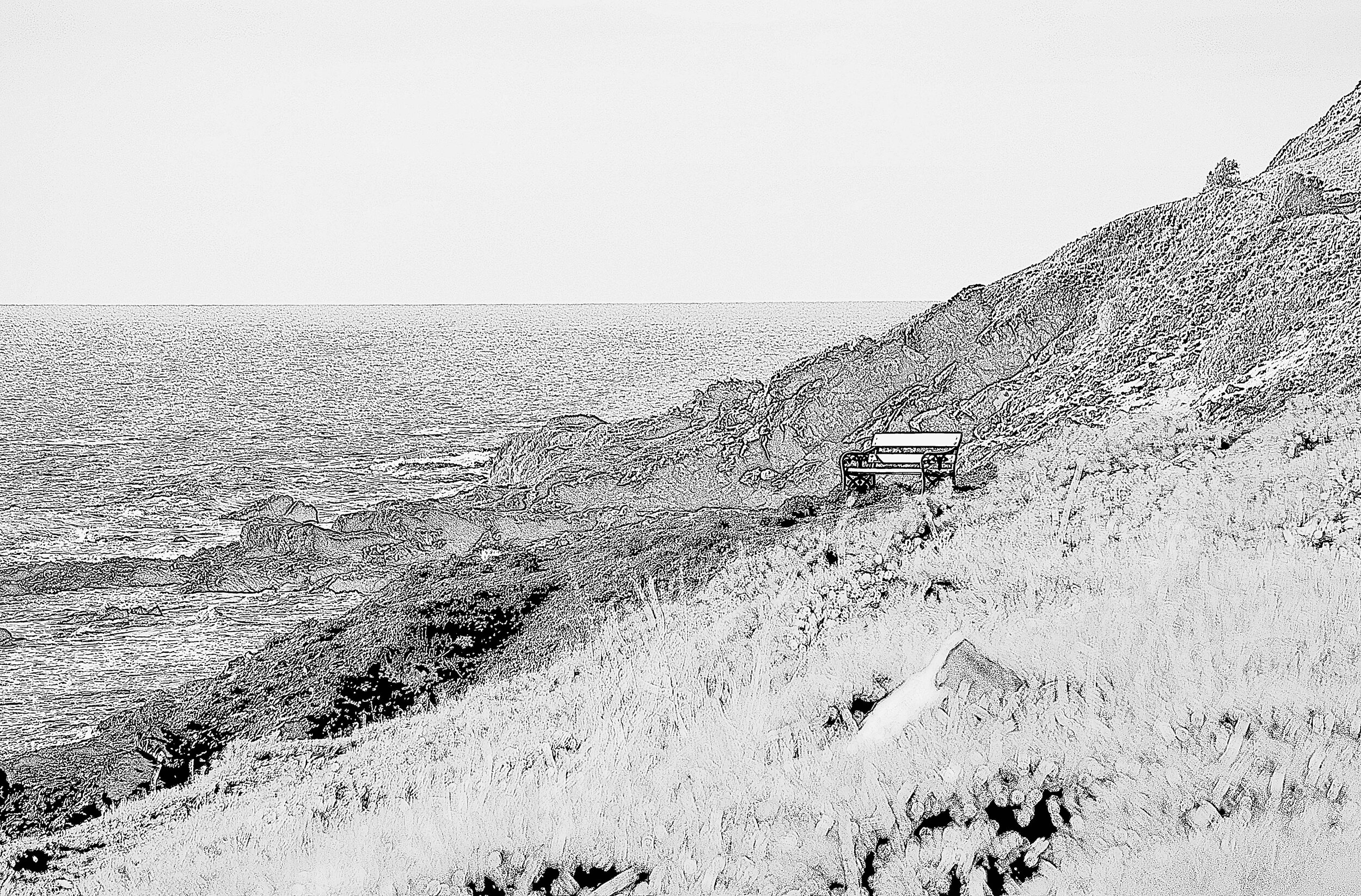 Leith Semmens_draft bw drawing blank seat on cliff.JPG