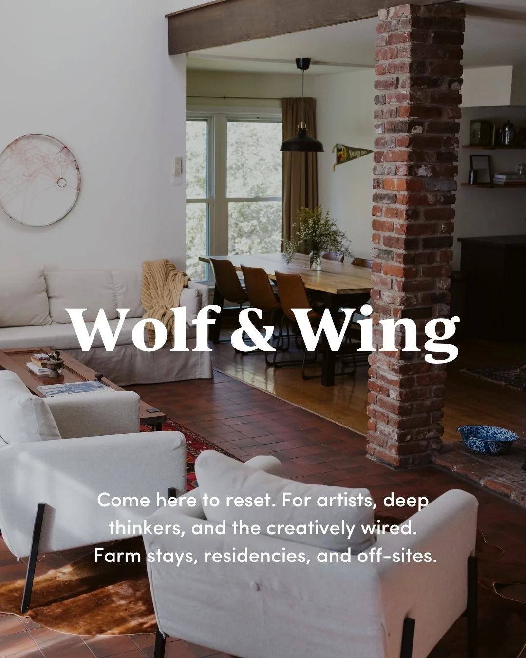 Rental or Artist Residence at Wolf & Wing retreat space for focused time and creative work