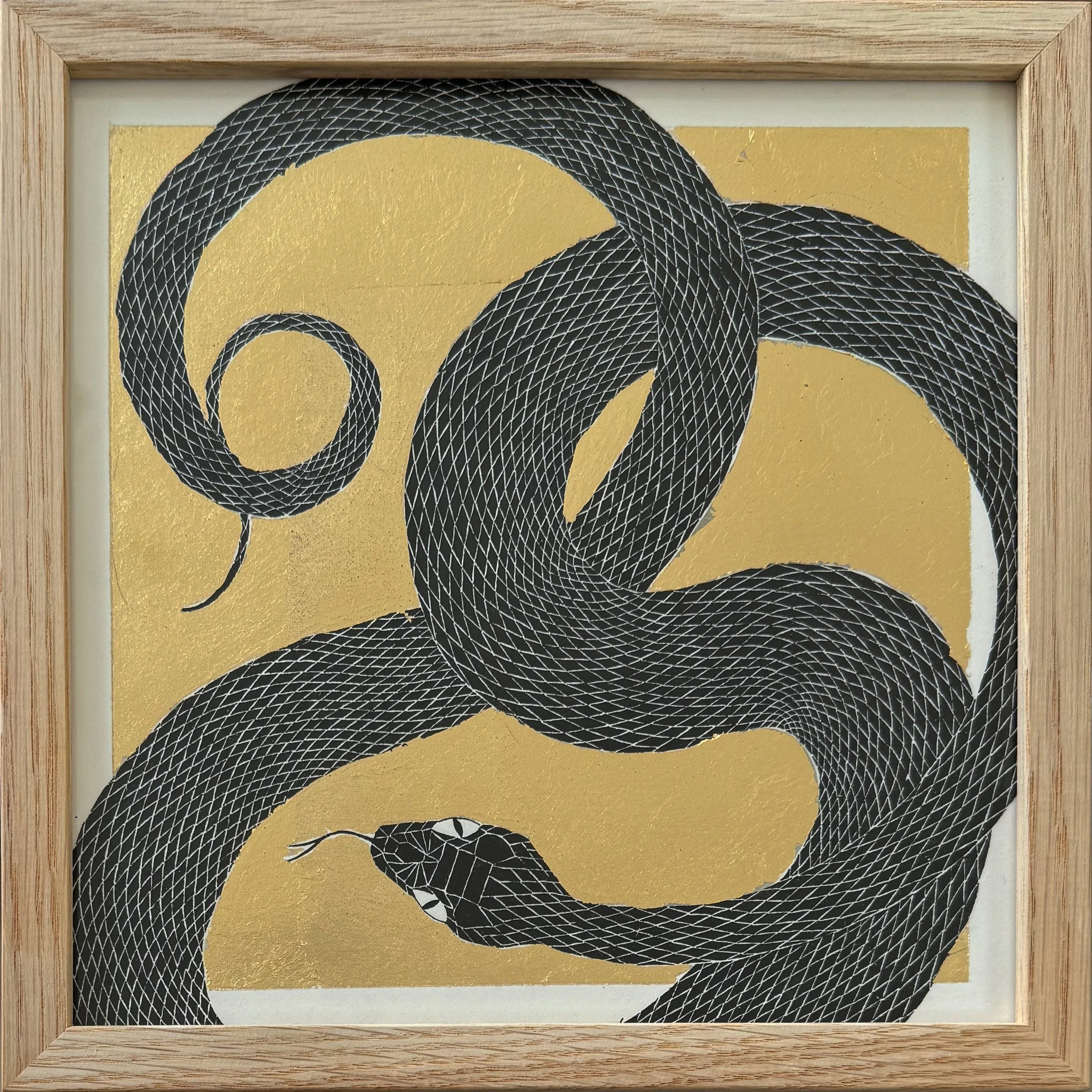 Black on Gold - 8" x 8" - ½" Oak Frame