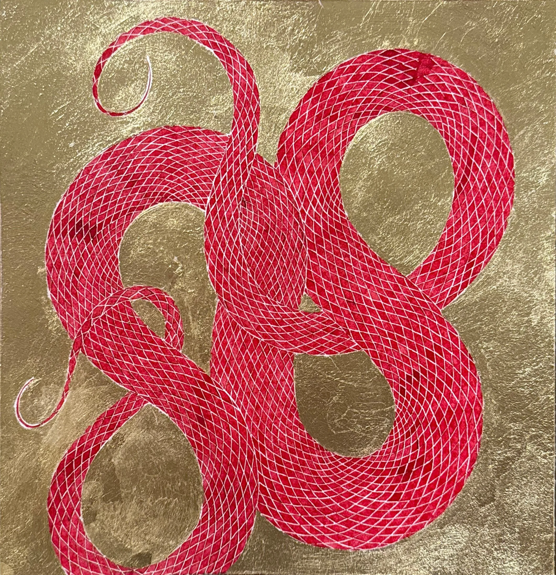 Headless Red on Gold - 8" x 8"