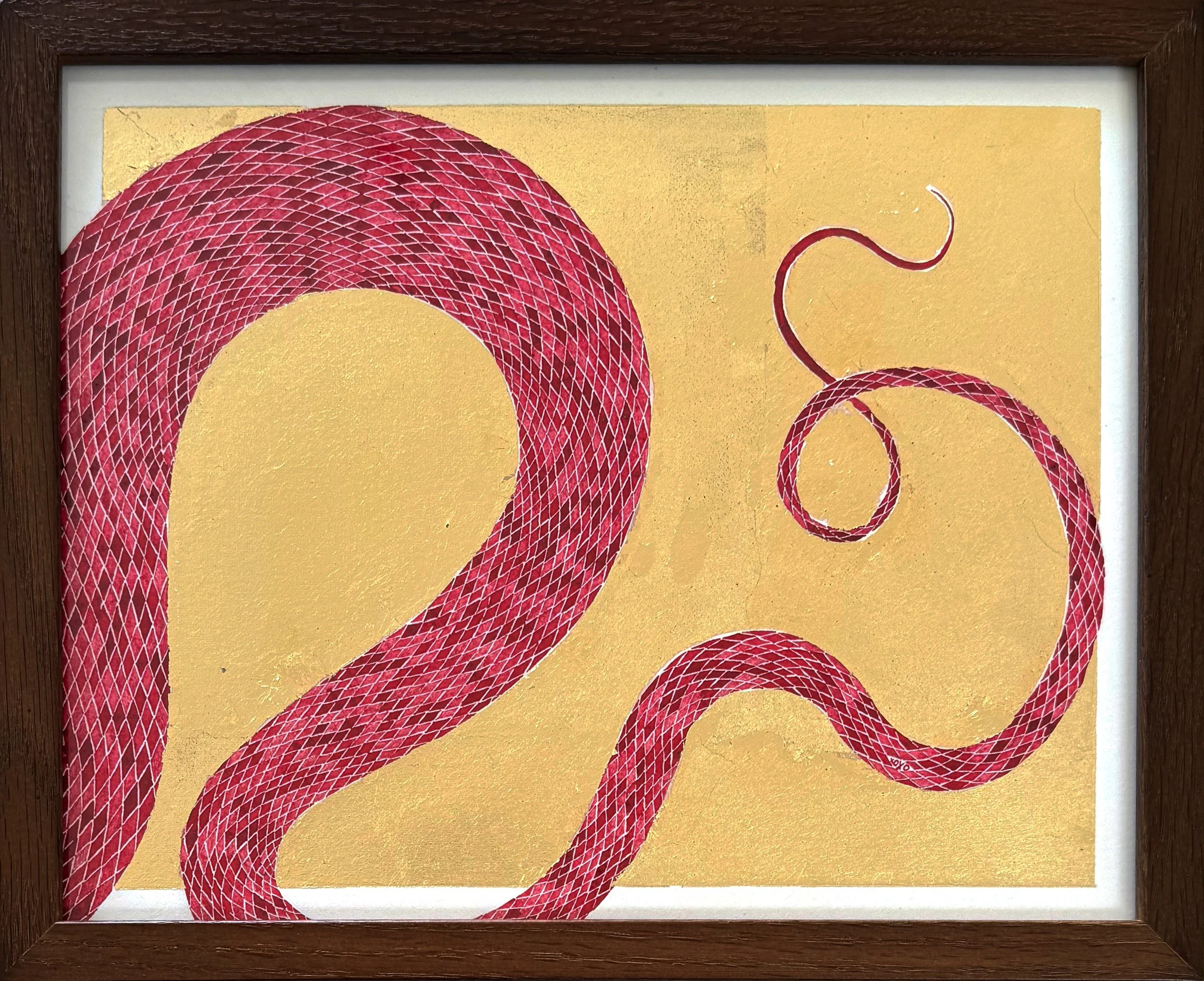 Red Tail on Gold - 8" x 10" - ½" Walnut Frame