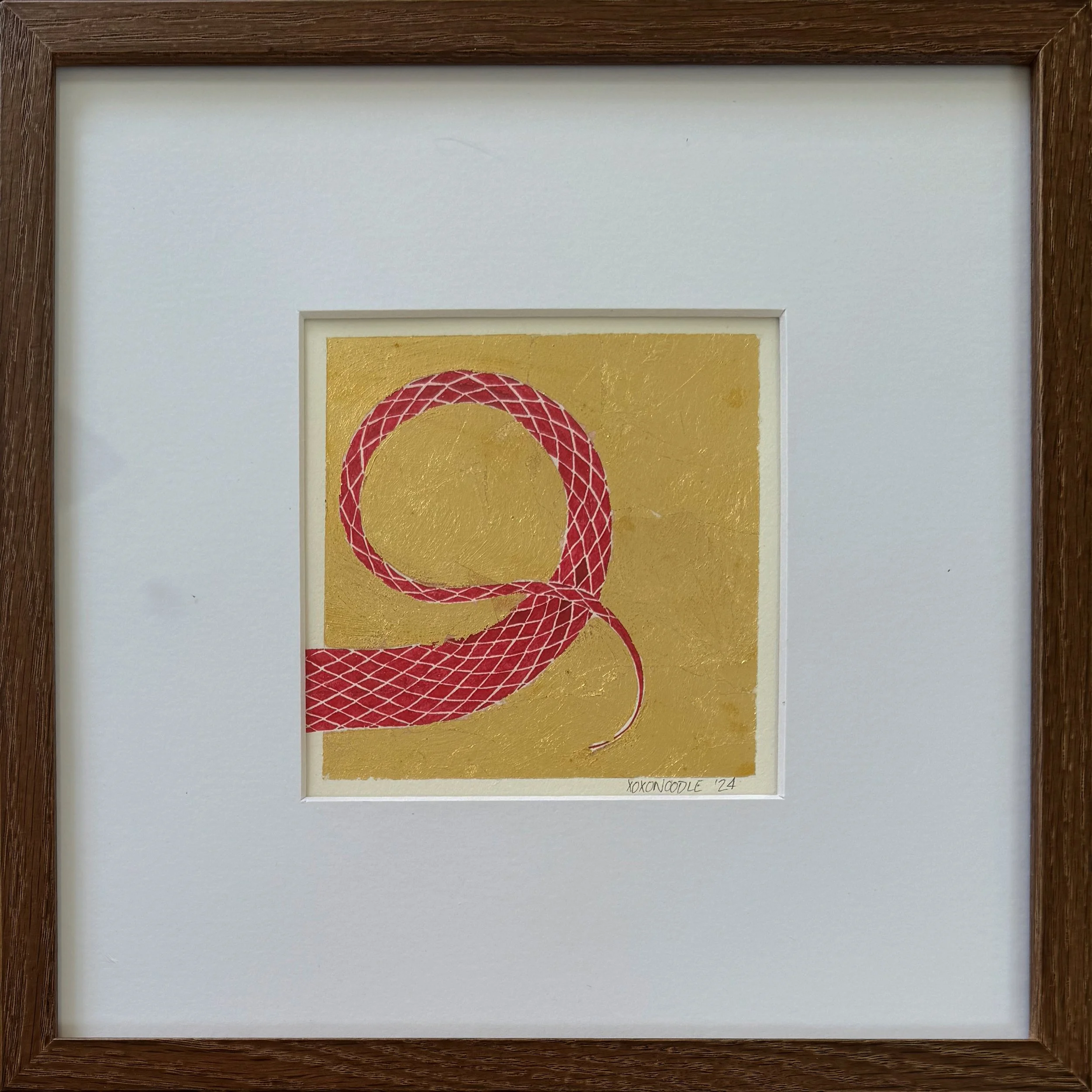 Red Tail - 5" x 5" in matted 10" x 10" Walnut Frame