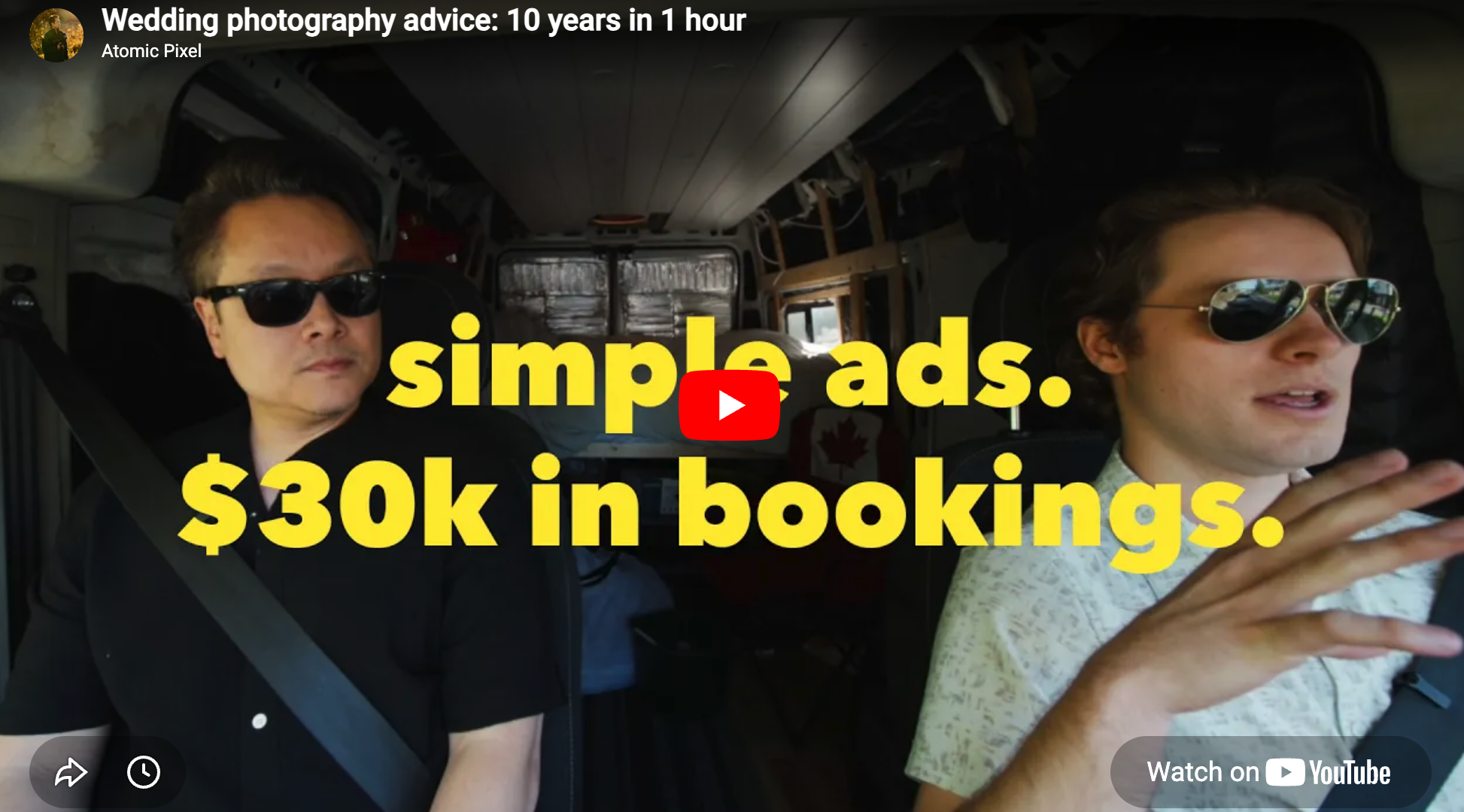 Car Chats: 10 years of wedding photography advice in 1 hour.
