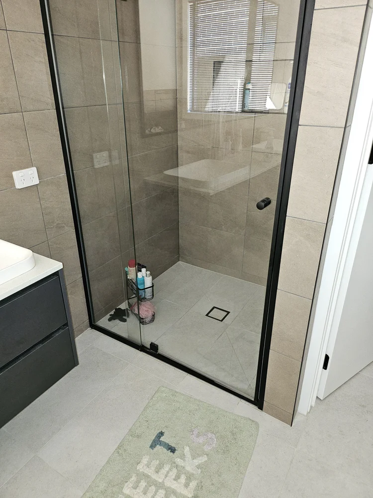 Modern walk-in shower tested for a waterproofing leak