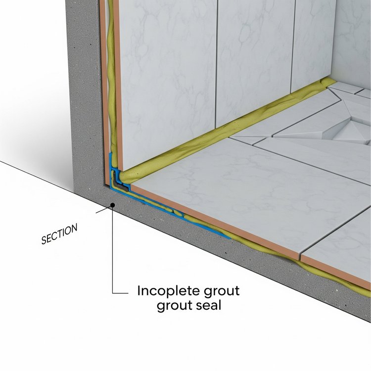 Diagram of the most common shower leak points