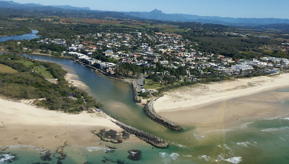 Aerial view of the Kingscliff coastline on the Tweed Coast, NSW