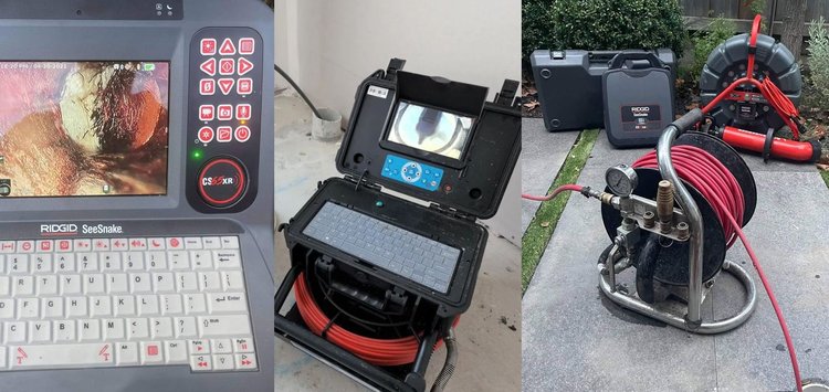 CCTV drain camera screen, control unit and camera reel