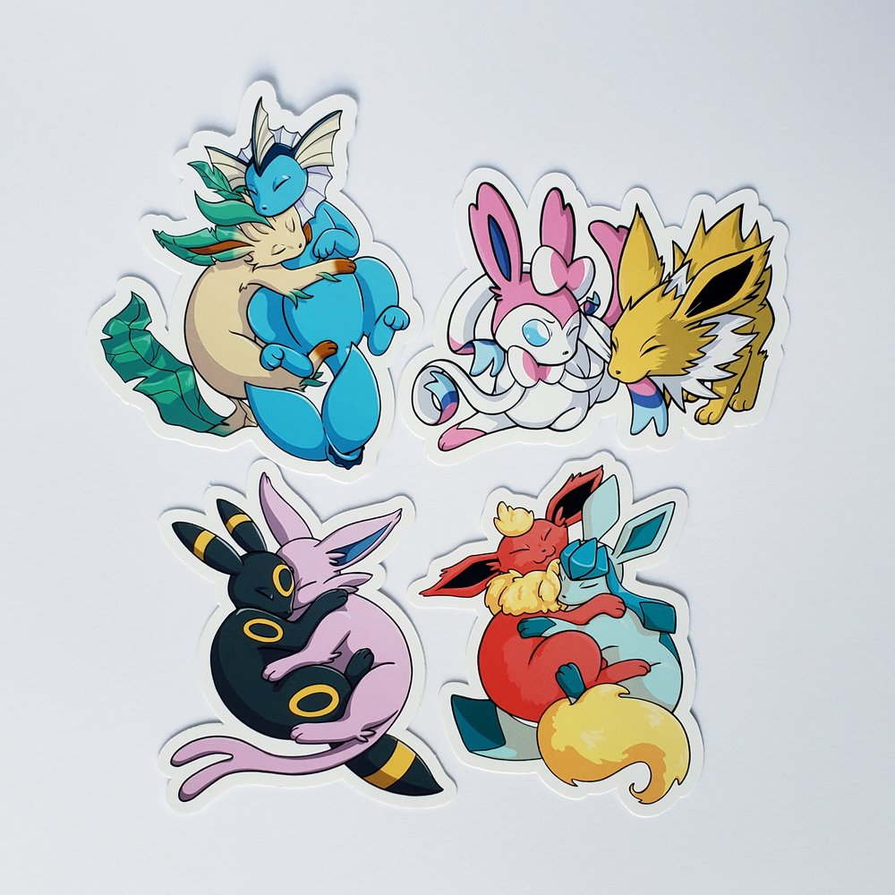 Eevee evolution pastel stickers, Eevee evolutions