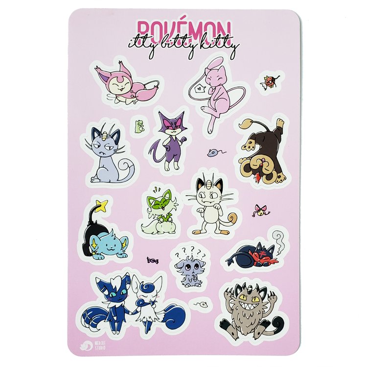 Itty Bitty Kitty Pokemon Sticker Sheet — Mercat Studio