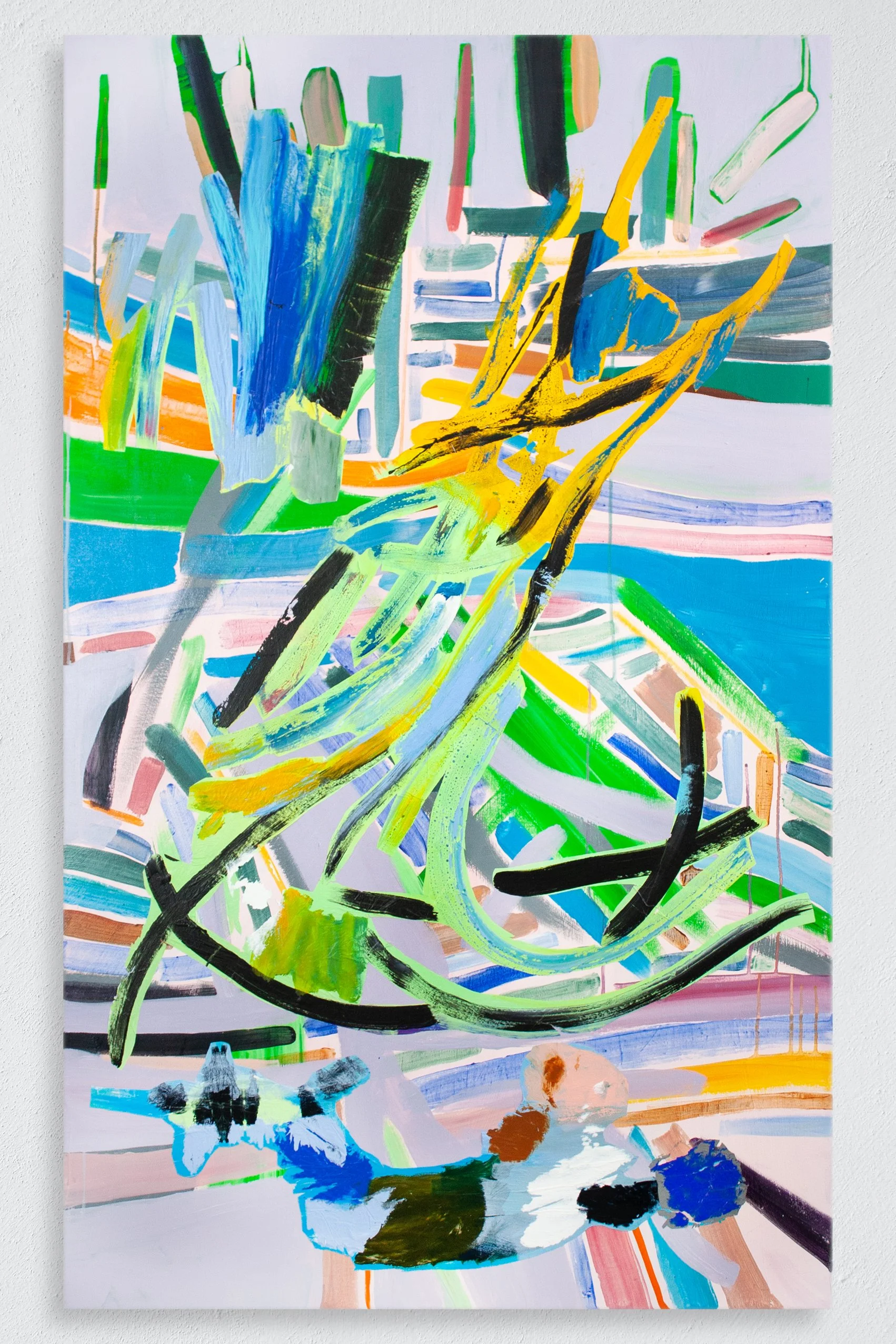 Gallivant, Acrylic and paint skins on canvas, 60”x 36”, 2024