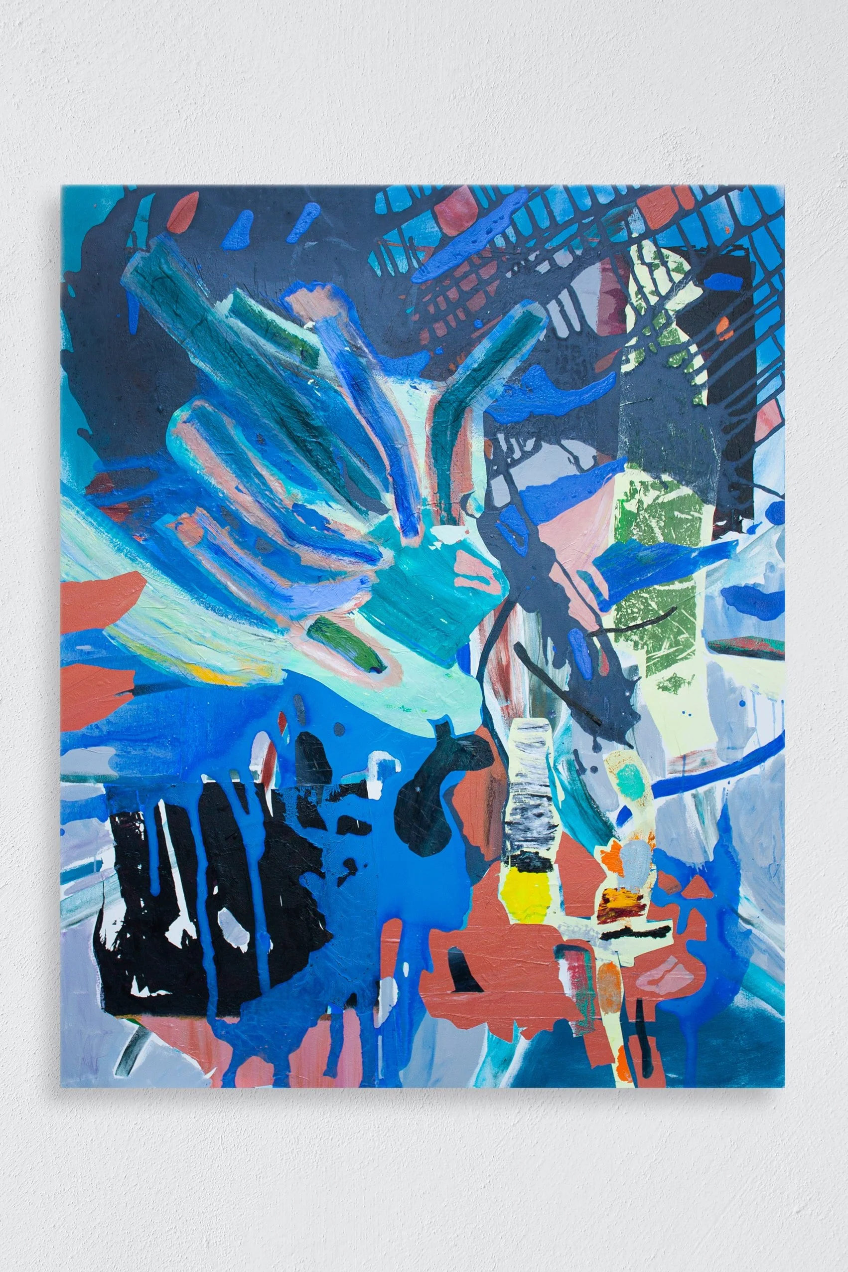 Cobalt writhe, 48”x 60”, Acrylic and paint skins on canvas, 2024