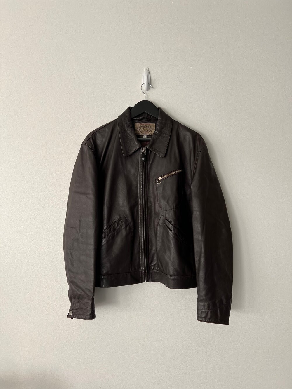 Vrijgevig ondanks beschaving Vintage Armani Jeans Dark Brown Leather Jacket - Size 50 — Detached Garments