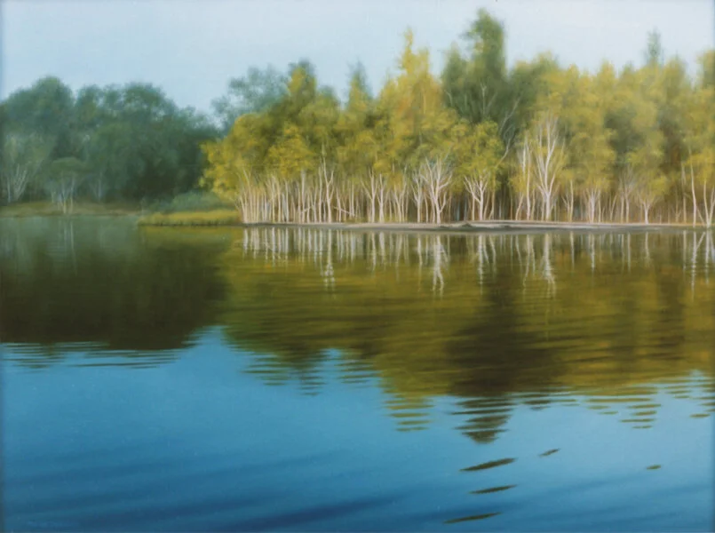 "Memories of Cootharaba Lake"	28x37cm.	Oil on board	1996    SOLD																																																																																																																																																																																										