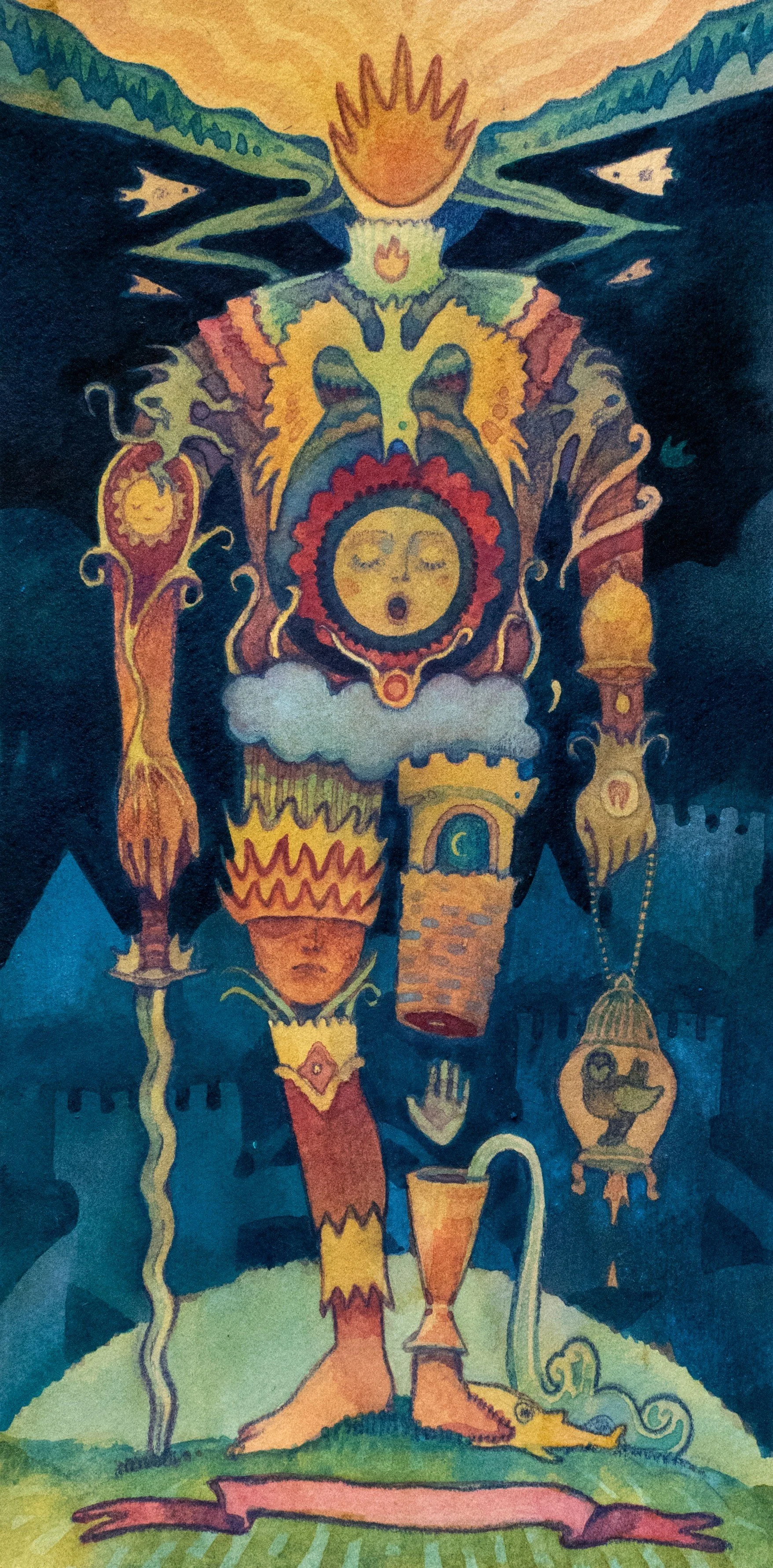 Sentient Suit of Arms, watercolor