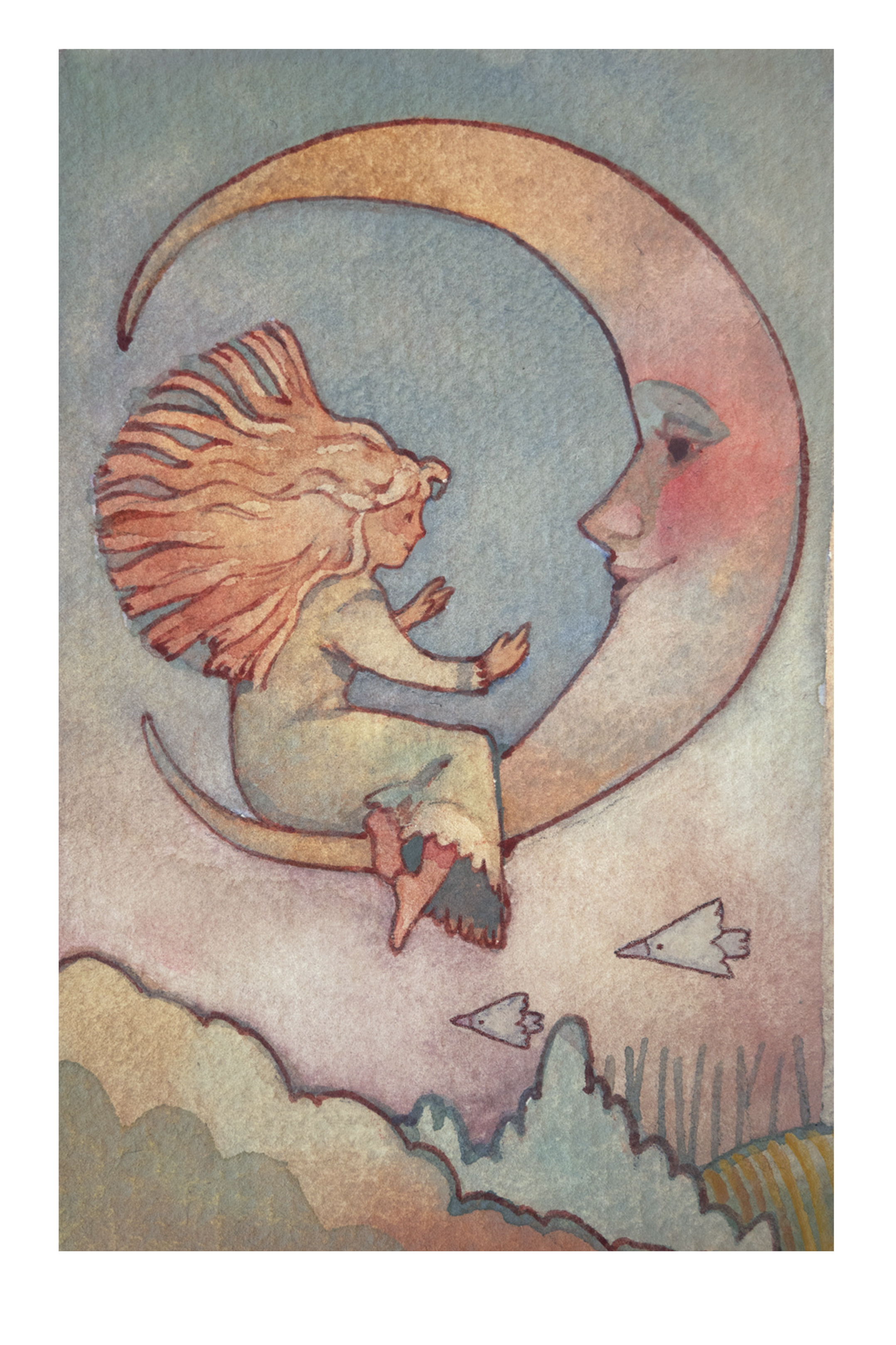 Evening Chat - watercolor