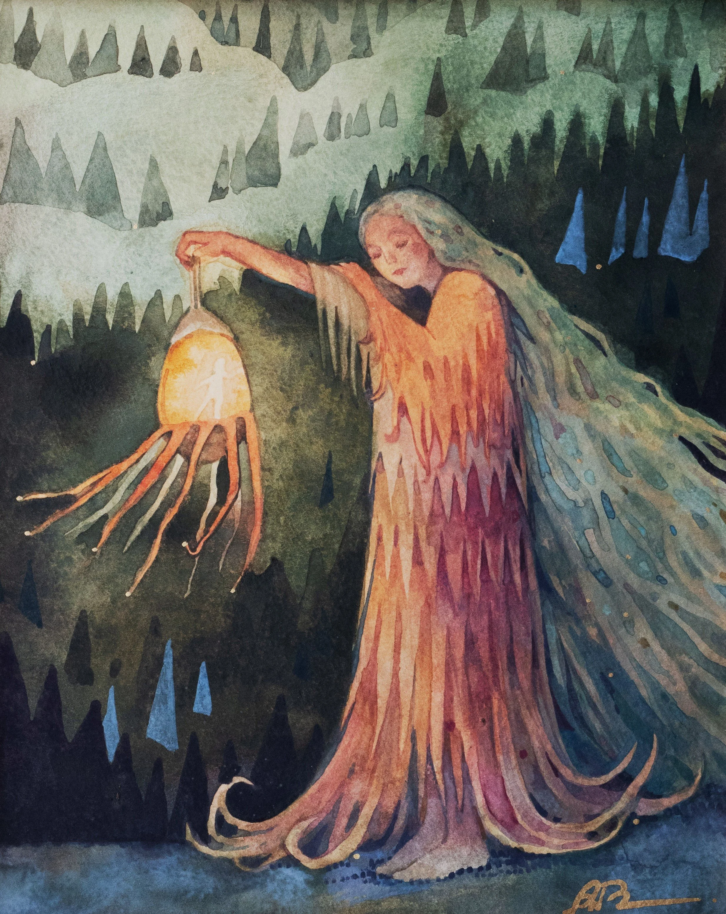 The Hermit, watercolor