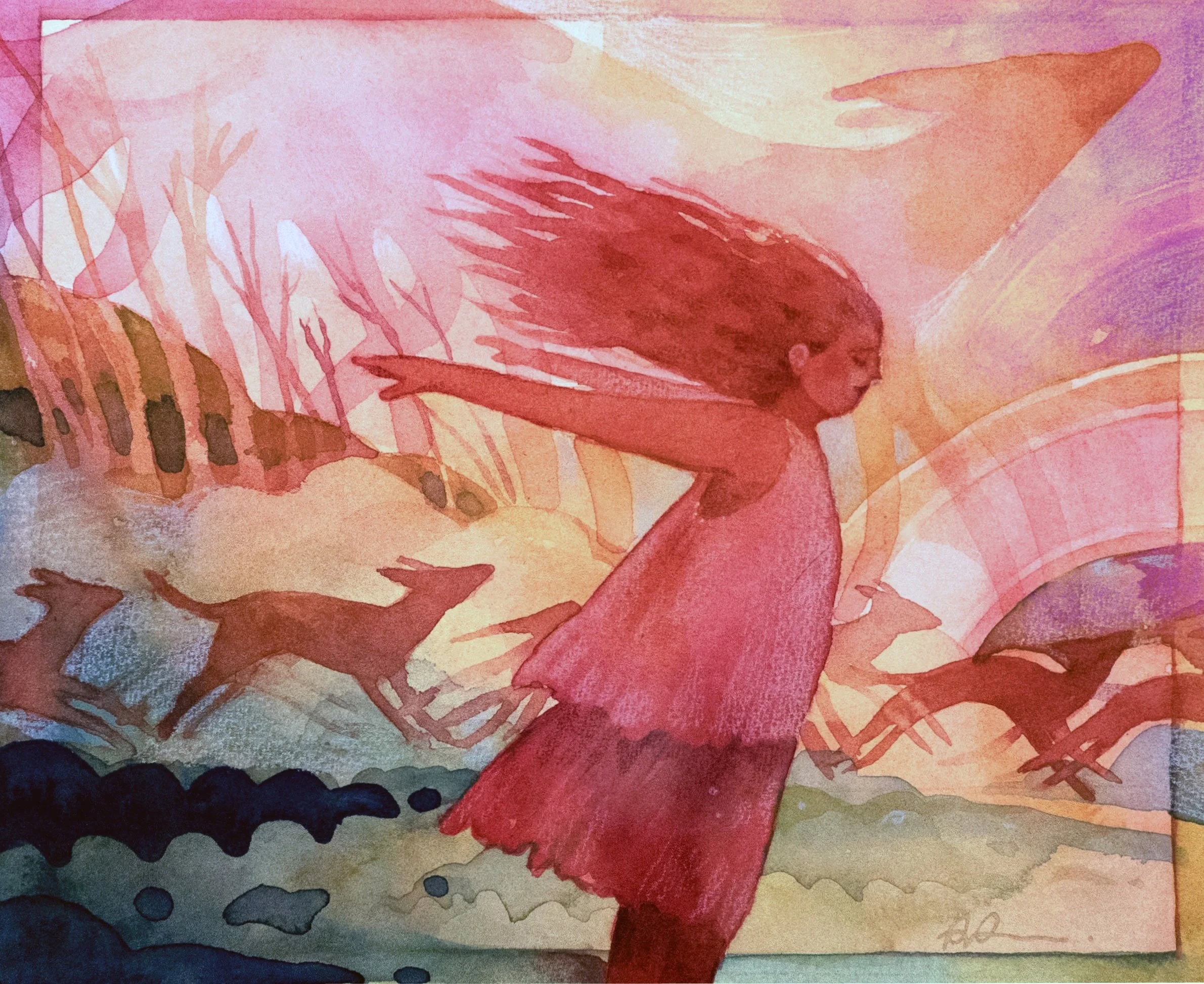 ME, THE GHOST, THE WIND - watercolor