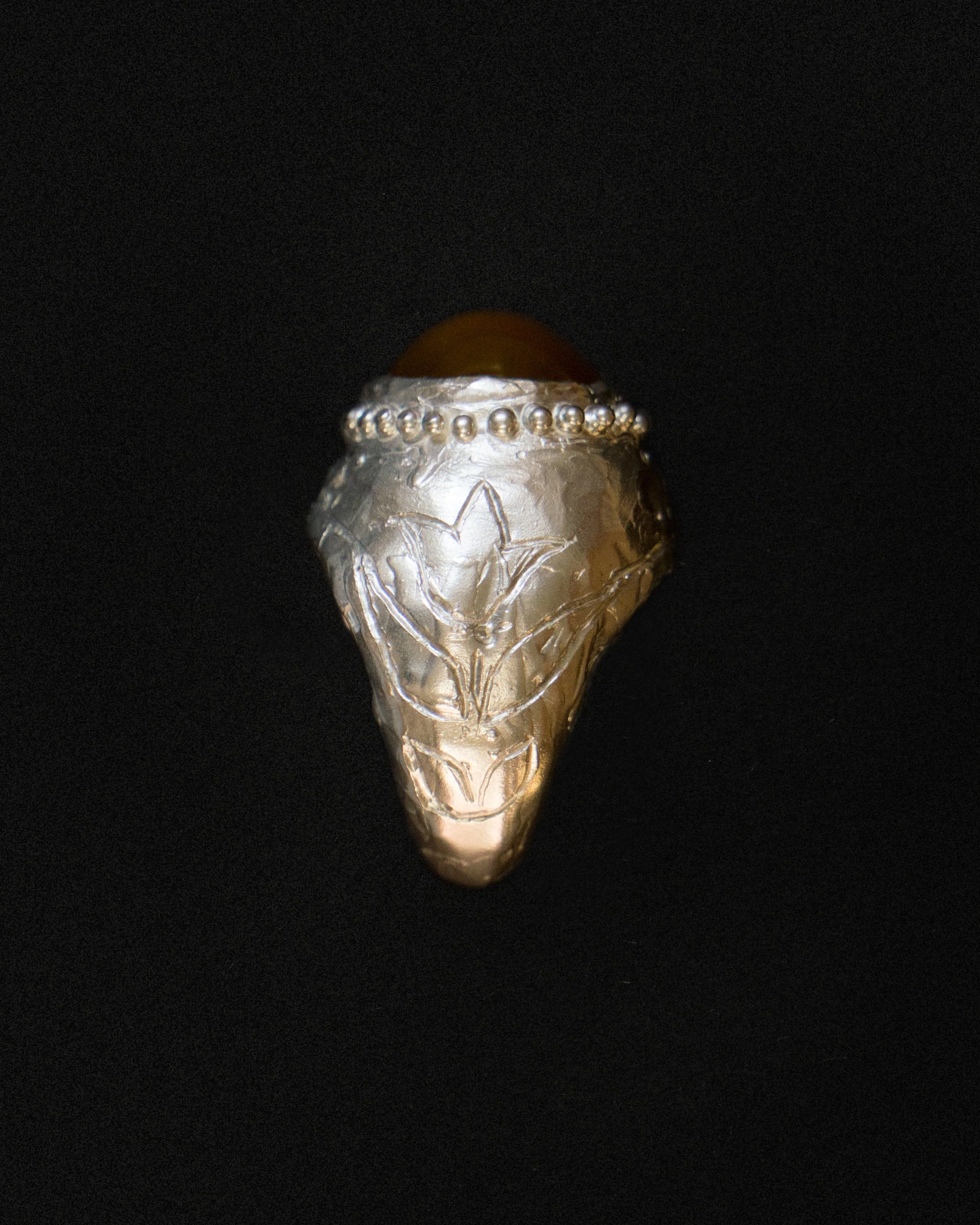 The Laleh Sterling Silver ring with Honey Opal