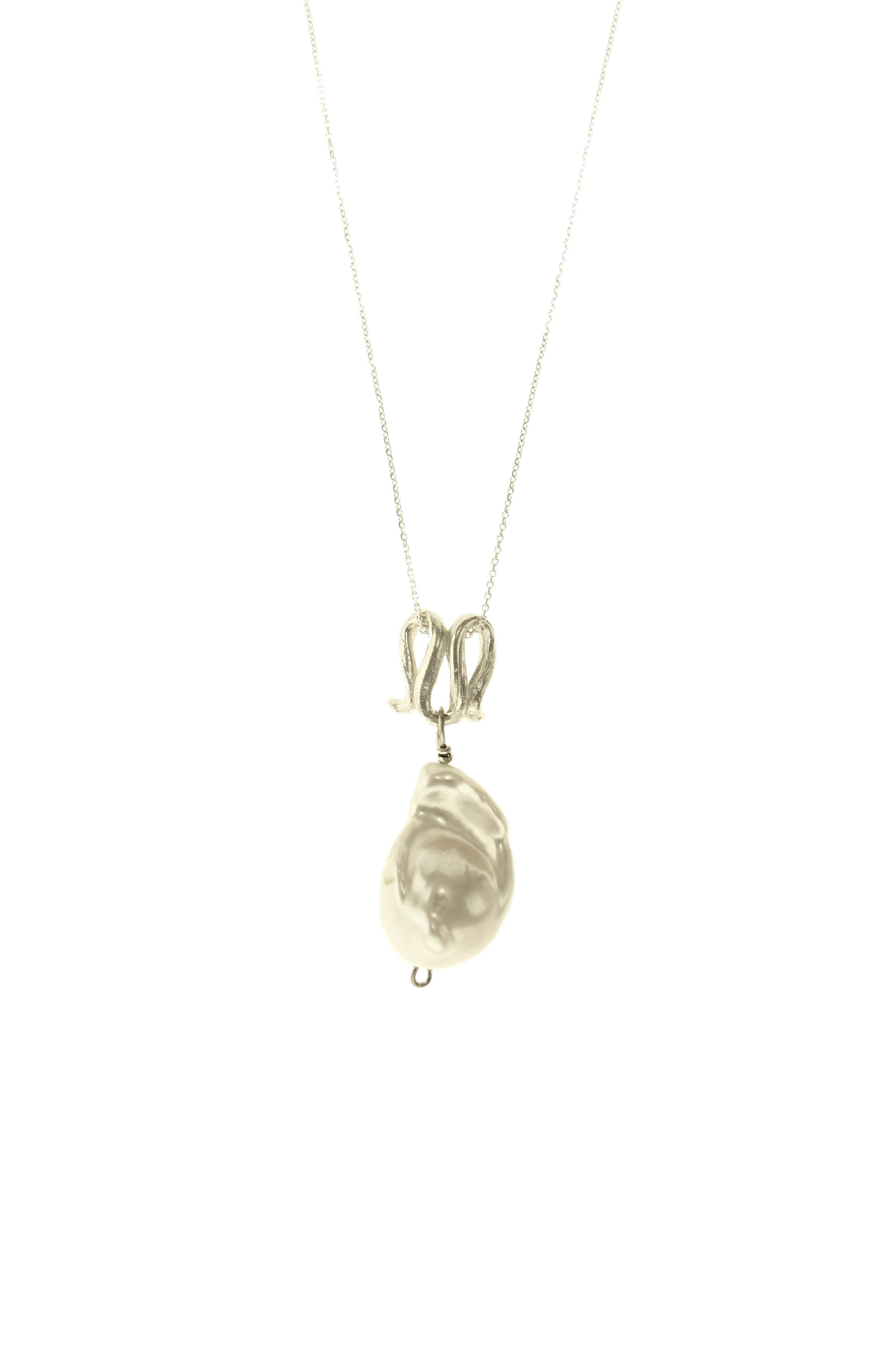 Infinity Sterling Silver and baroque pearl necklace