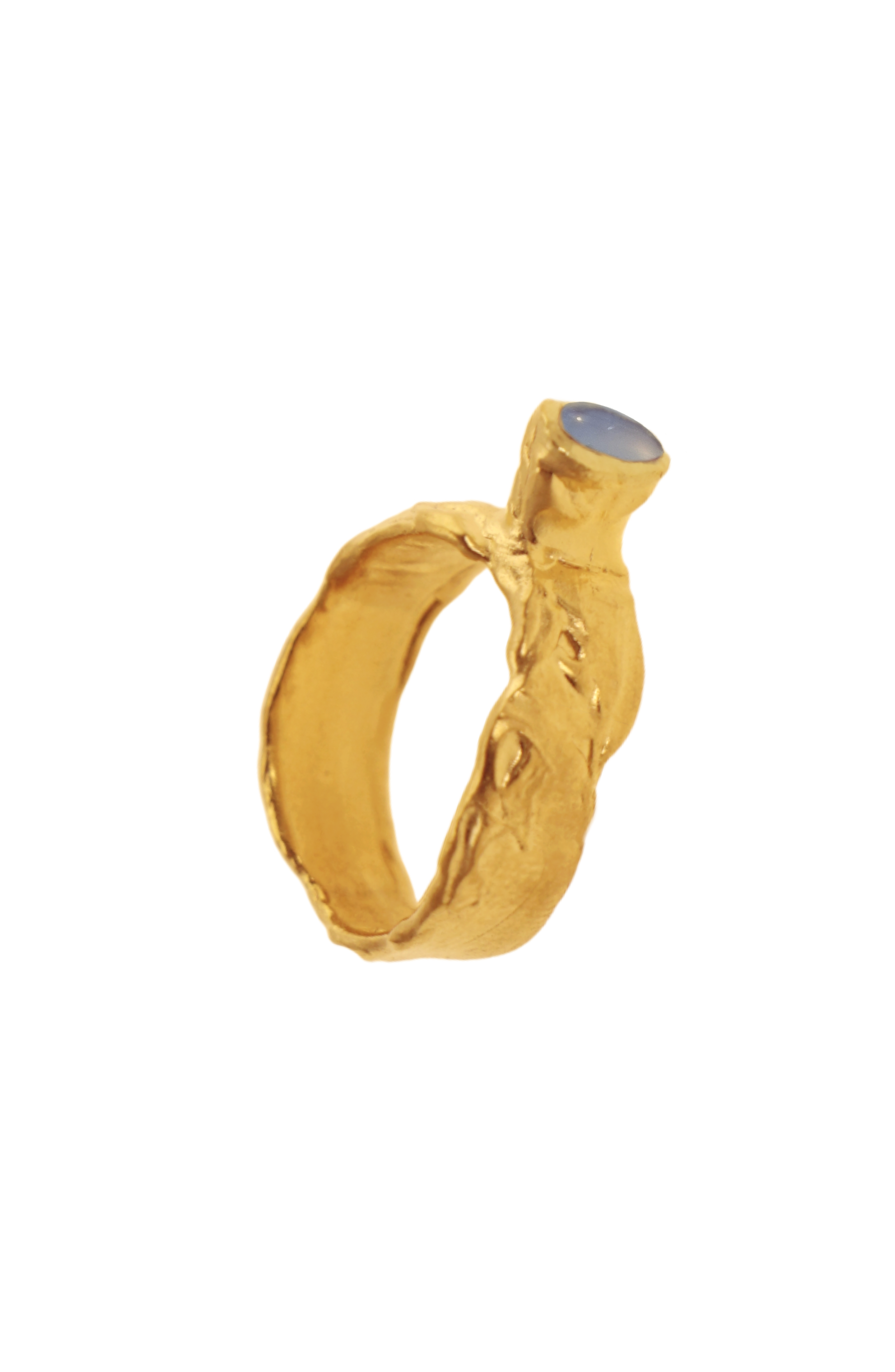 Astouding Tower of Balance 24kt gold-plated ring with Calcedony