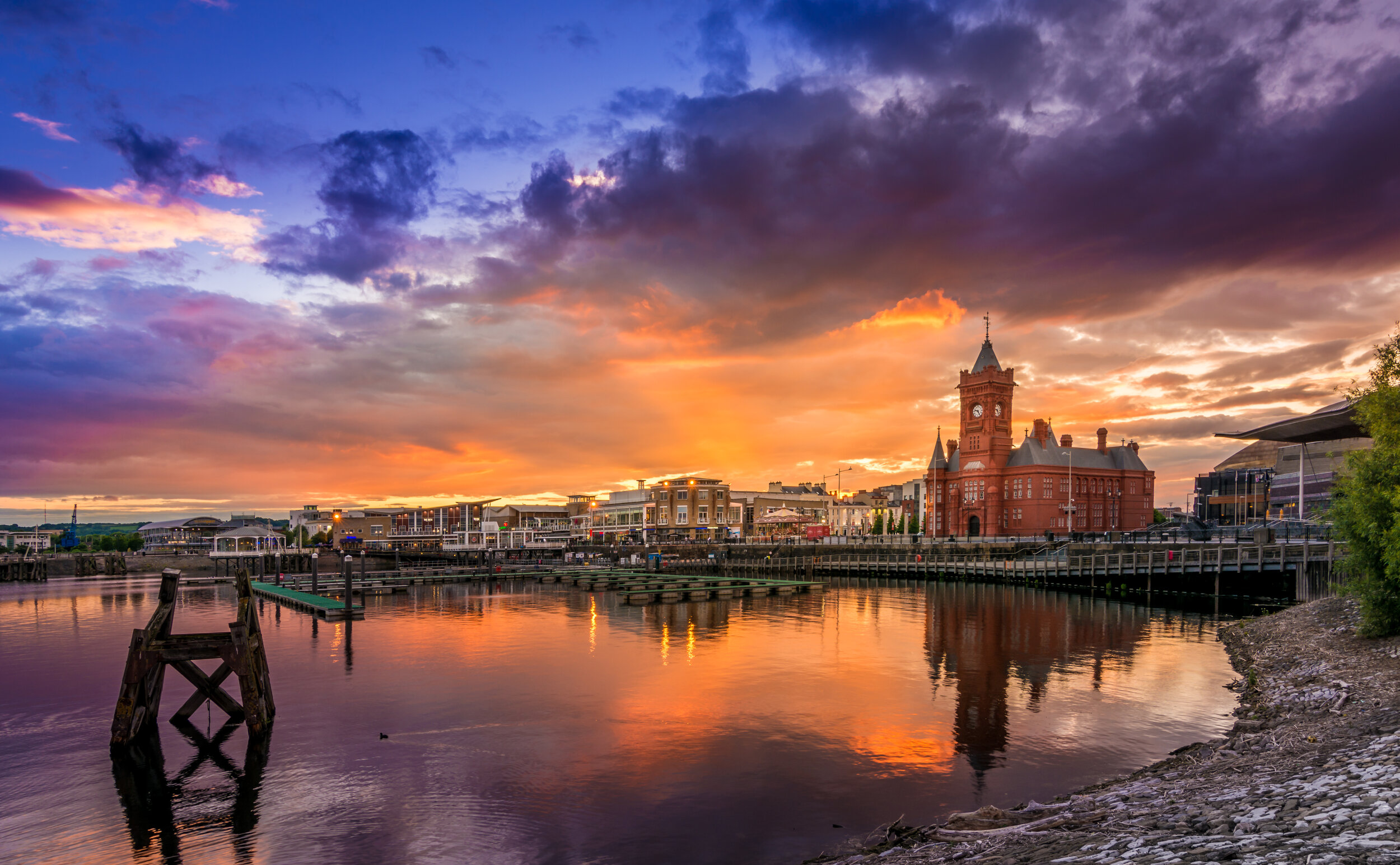 Cardiff Bay In The Sunshine, In the background the Wales Mi…