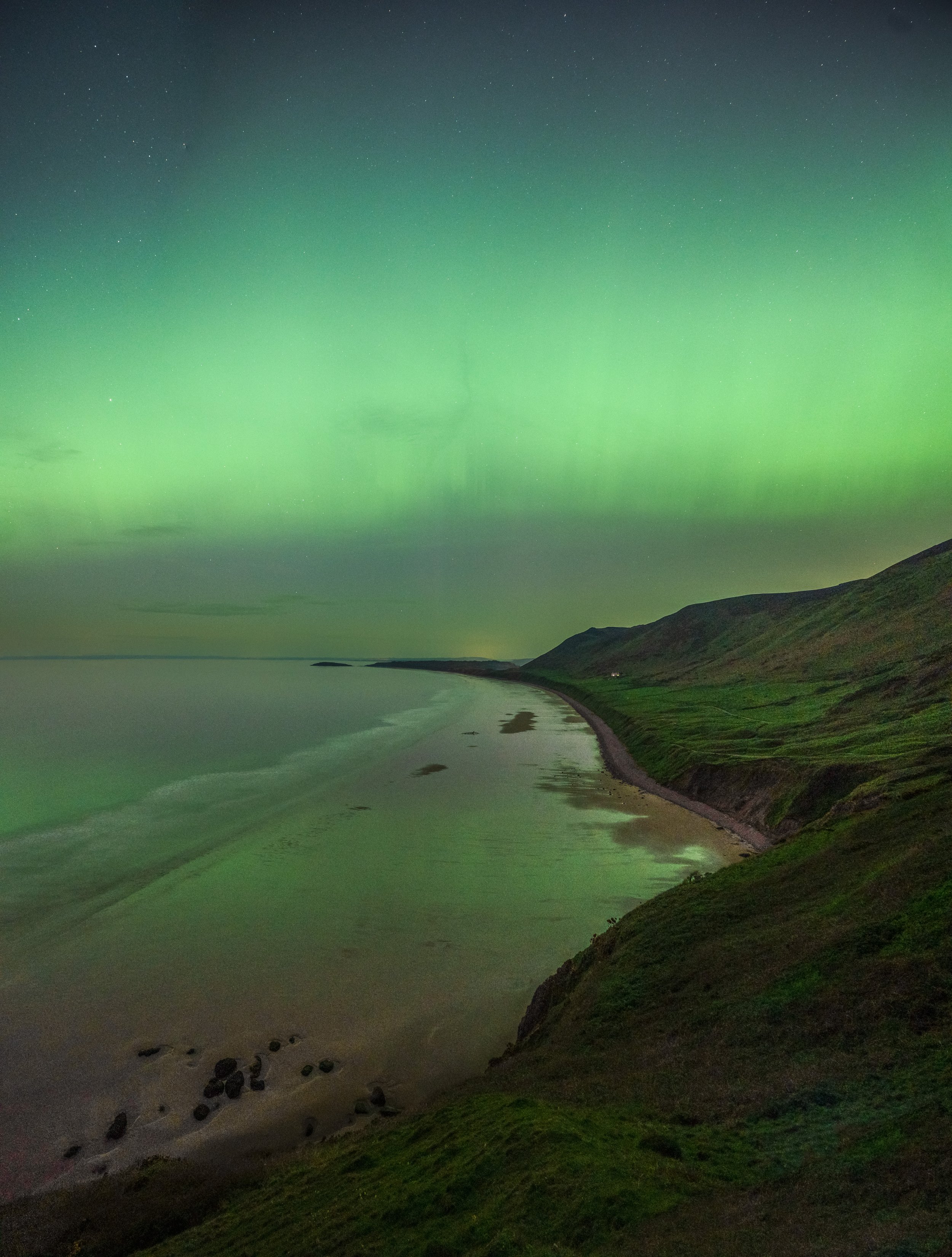 Northern Lights over Rhossili Bay 2